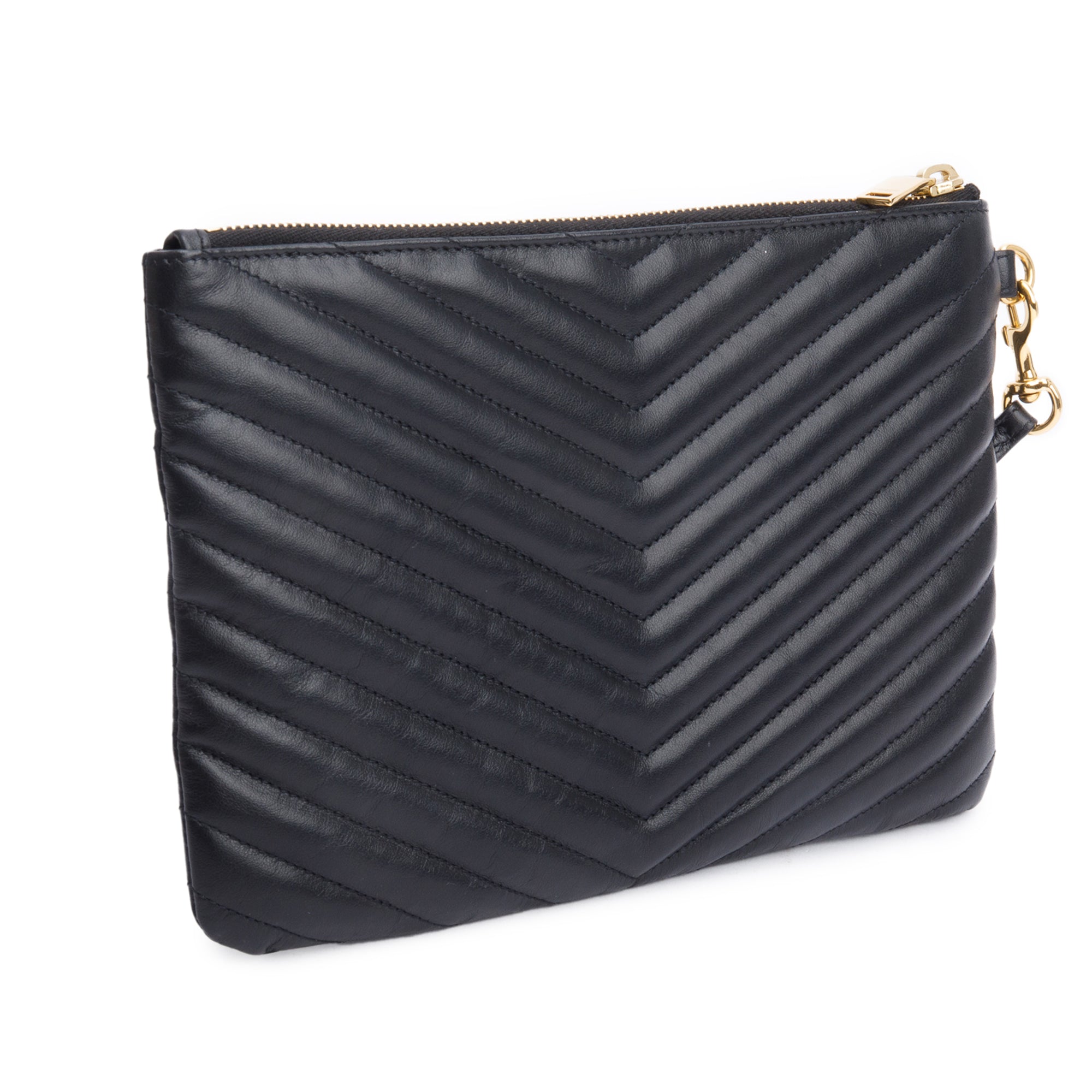 Saint Laurent 2020 Black Leather Cassandre Matelasse A5 Pouch w/ Box & Strap