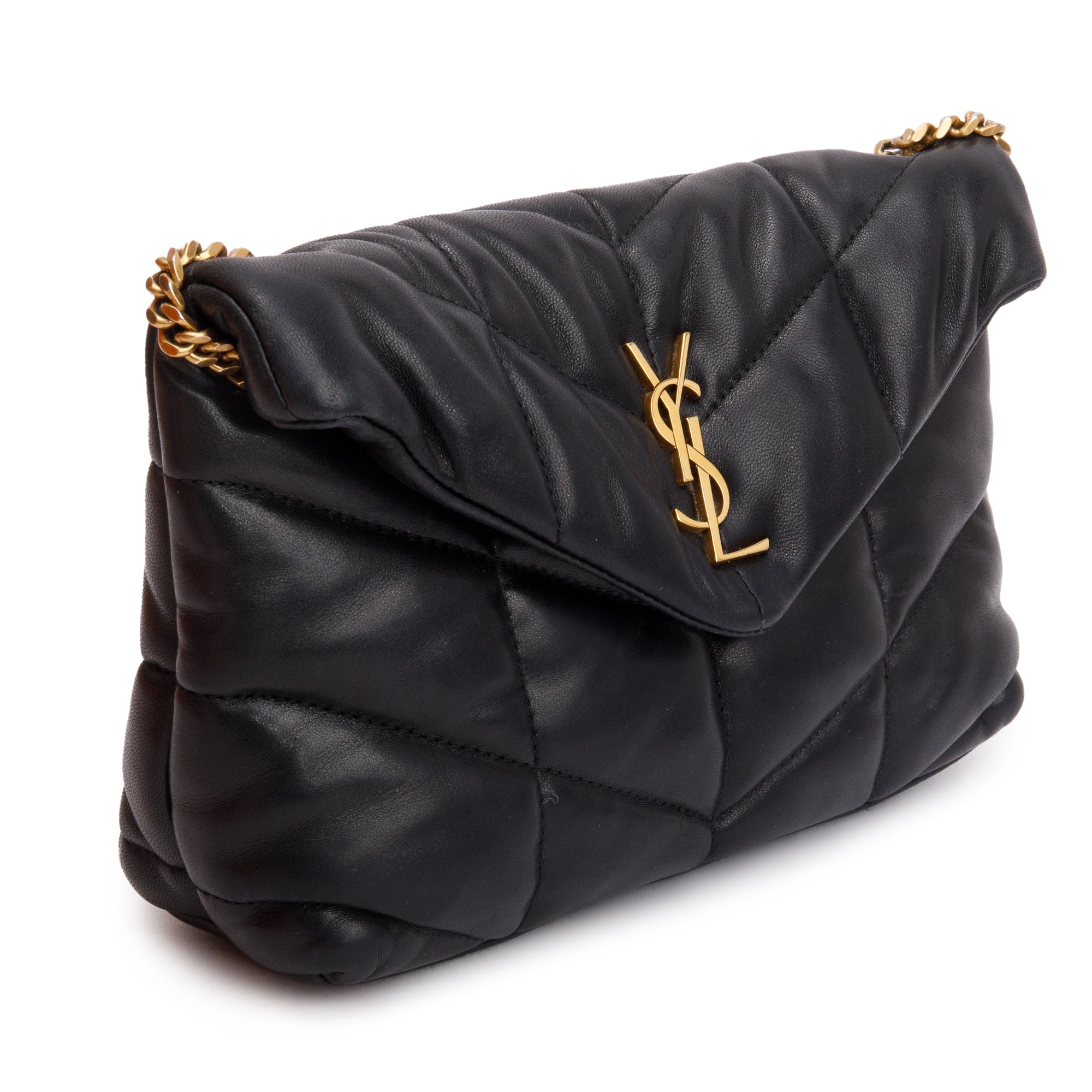 Saint Laurent 2020 Black Leather Toy Puffer Loulou Shoulder Bag w/ Box