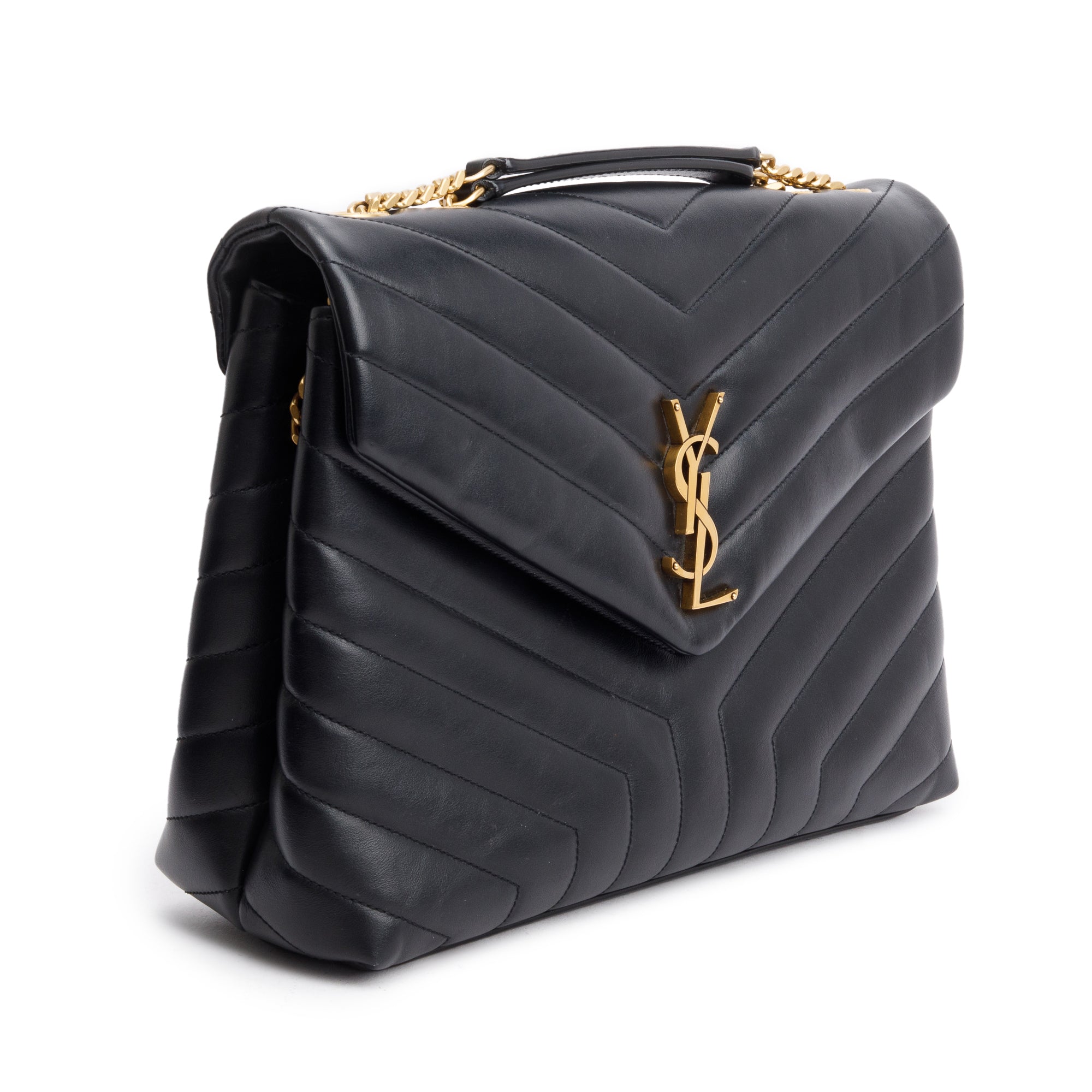 Saint Laurent 2020 Black Quilted Leather Medium Loulou Monogram Shoulder Bag