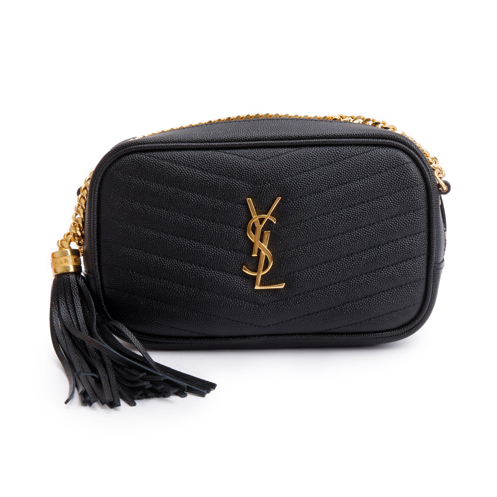 Saint Laurent 2020 Black Quilted Leather Mini Lou Camera Bag w/ Box