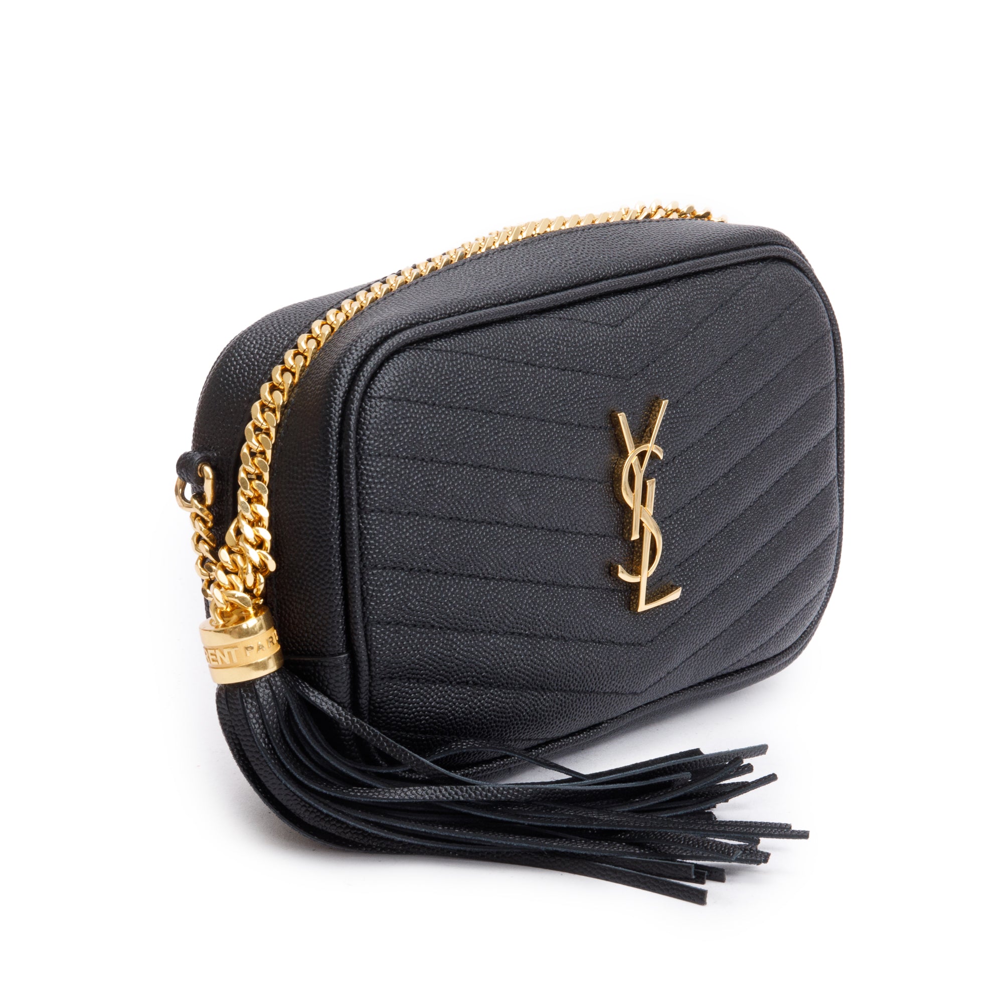 Saint Laurent 2020 Black Quilted Leather Mini Lou Camera Bag w/ Box