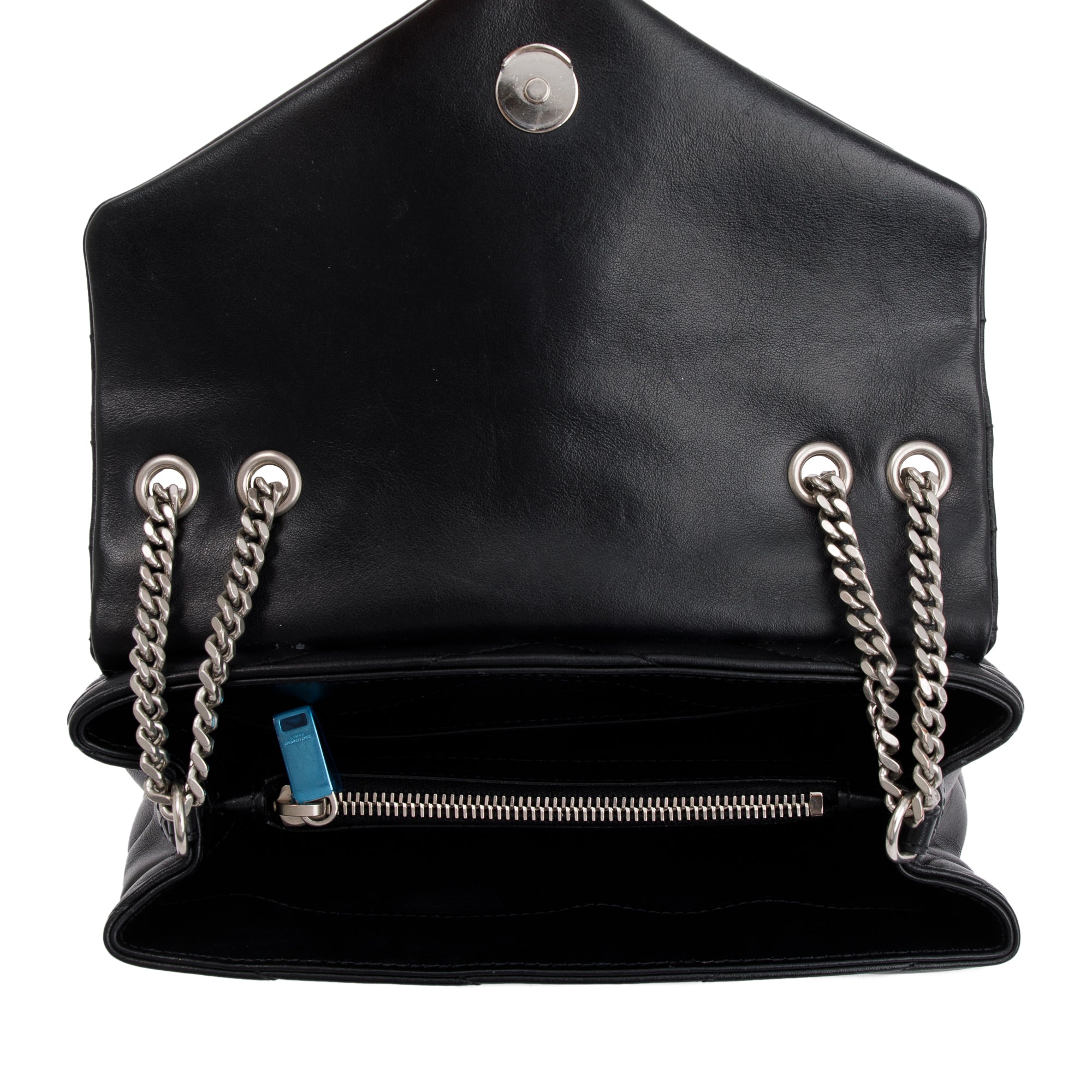 Saint Laurent 2020 Black Quilted Leather Small LouLou Chain Shoulder Bag w/ Box