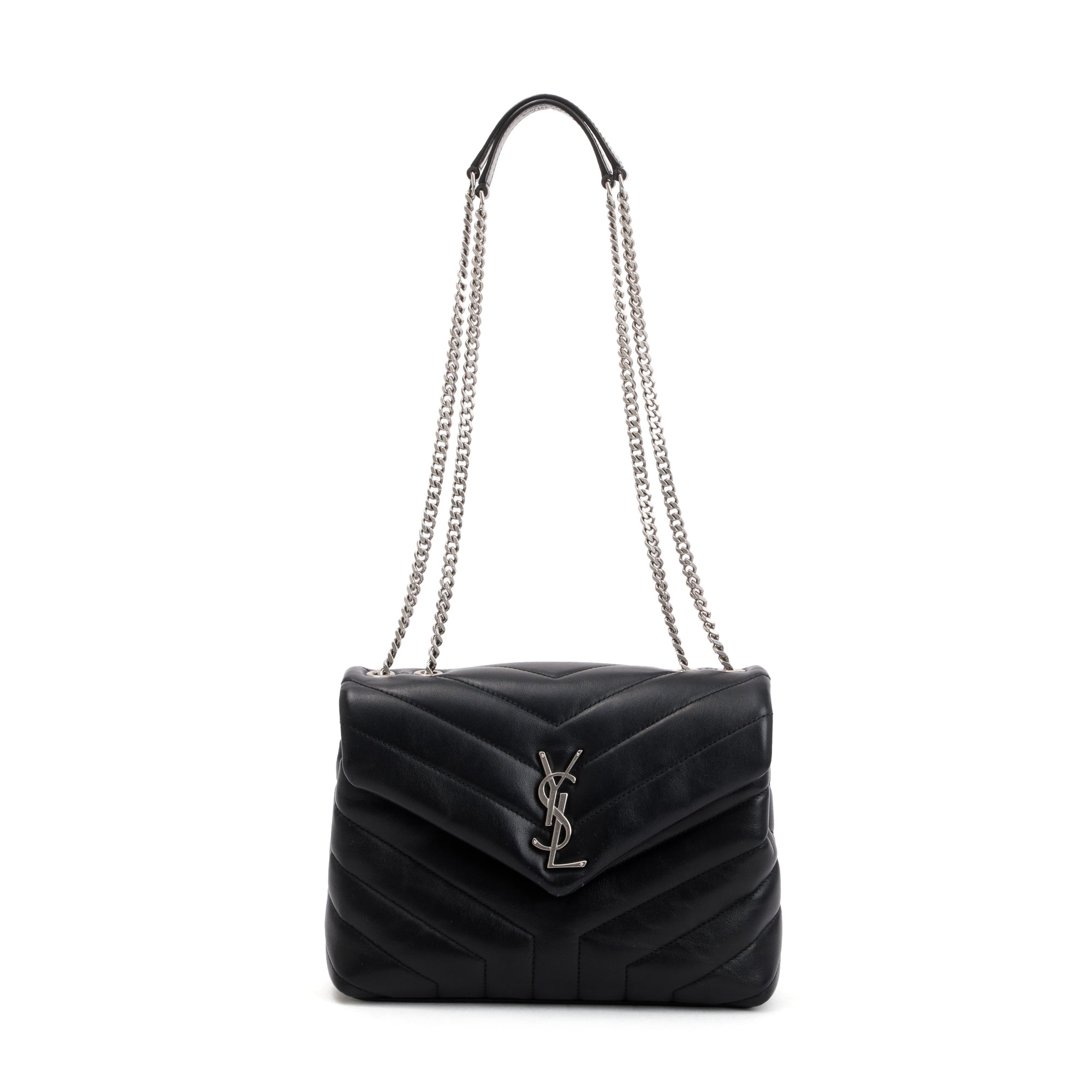 Saint Laurent 2020 Black Quilted Leather Small LouLou Chain Shoulder Bag w/ Box