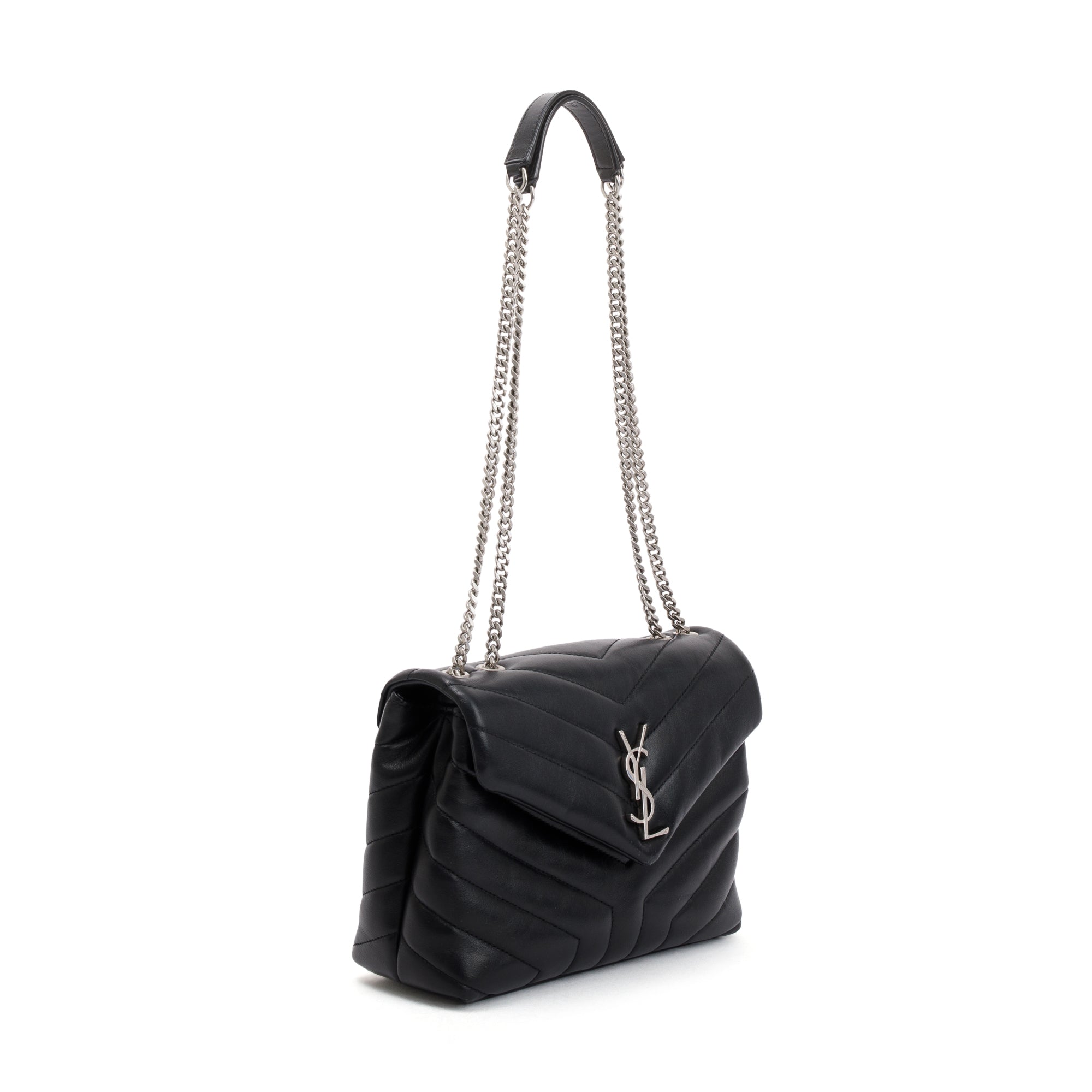 Saint Laurent 2020 Black Quilted Leather Small LouLou Chain Shoulder Bag w/ Box