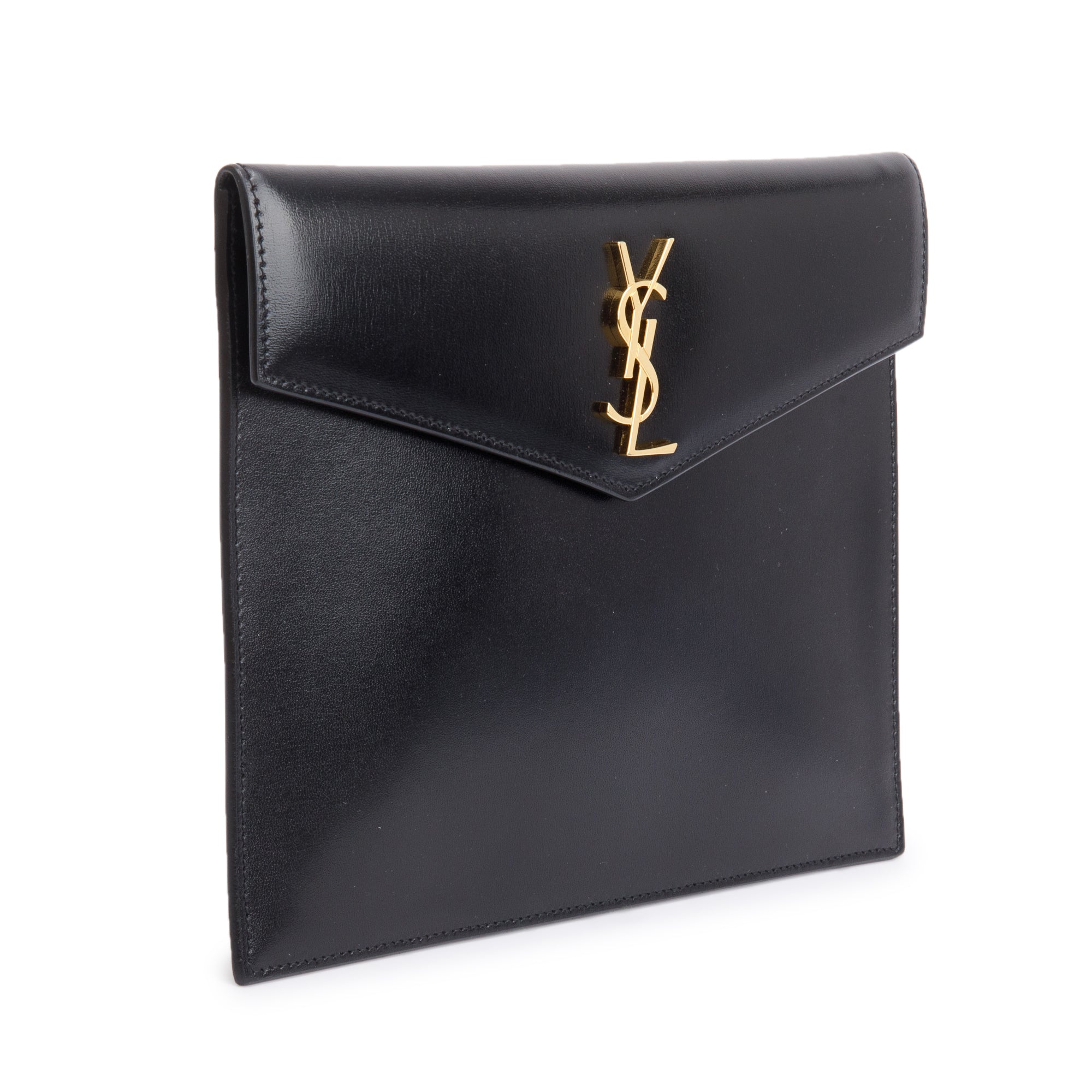 Saint Laurent 2020 Black Smooth Shiny Leather Baby Uptown Pouch w/ Box