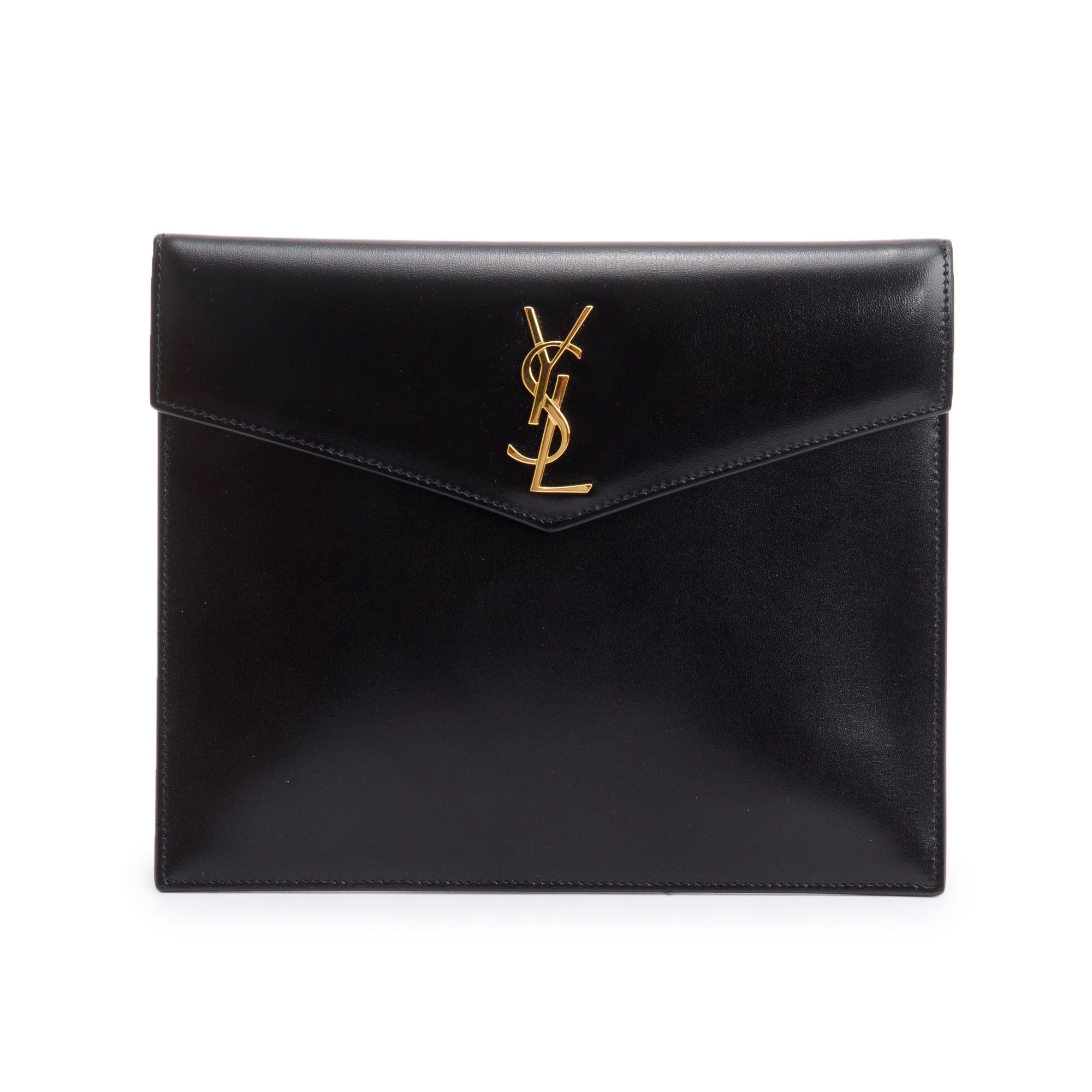 Saint Laurent 2020 Black Smooth Shiny Leather Baby Uptown Pouch w/ Box