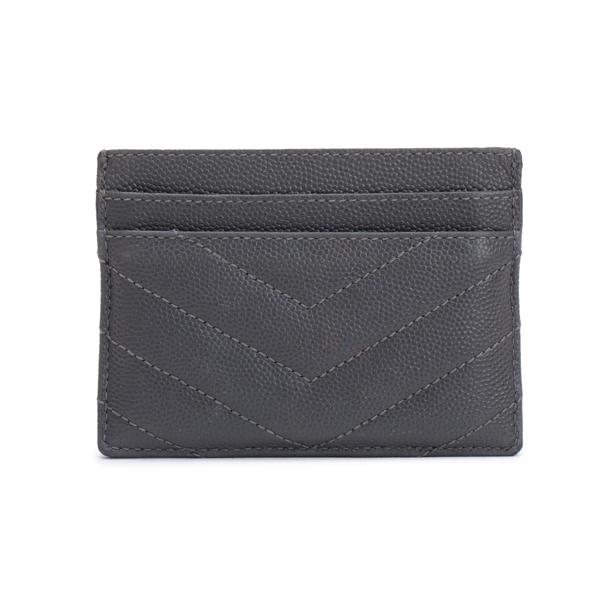 Saint Laurent 2020 Grey Grain De Poudre Leather Cassandre Matelasse Card Case