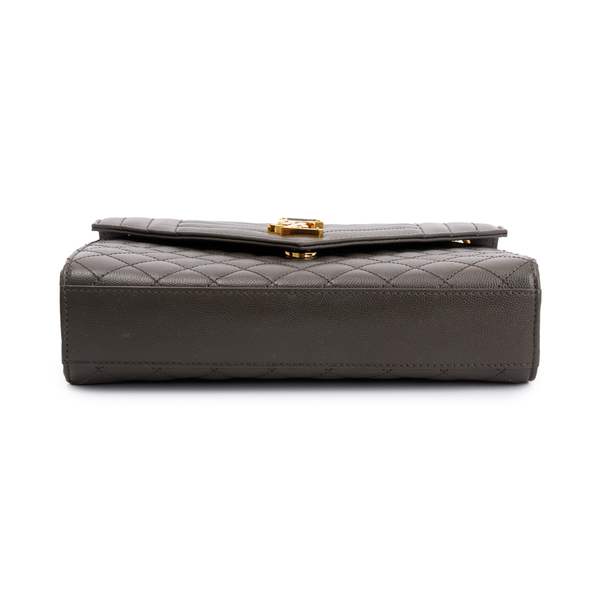 Saint Laurent 2020 Grey Grained De Poudre Medium Envelope Shoulder Bag