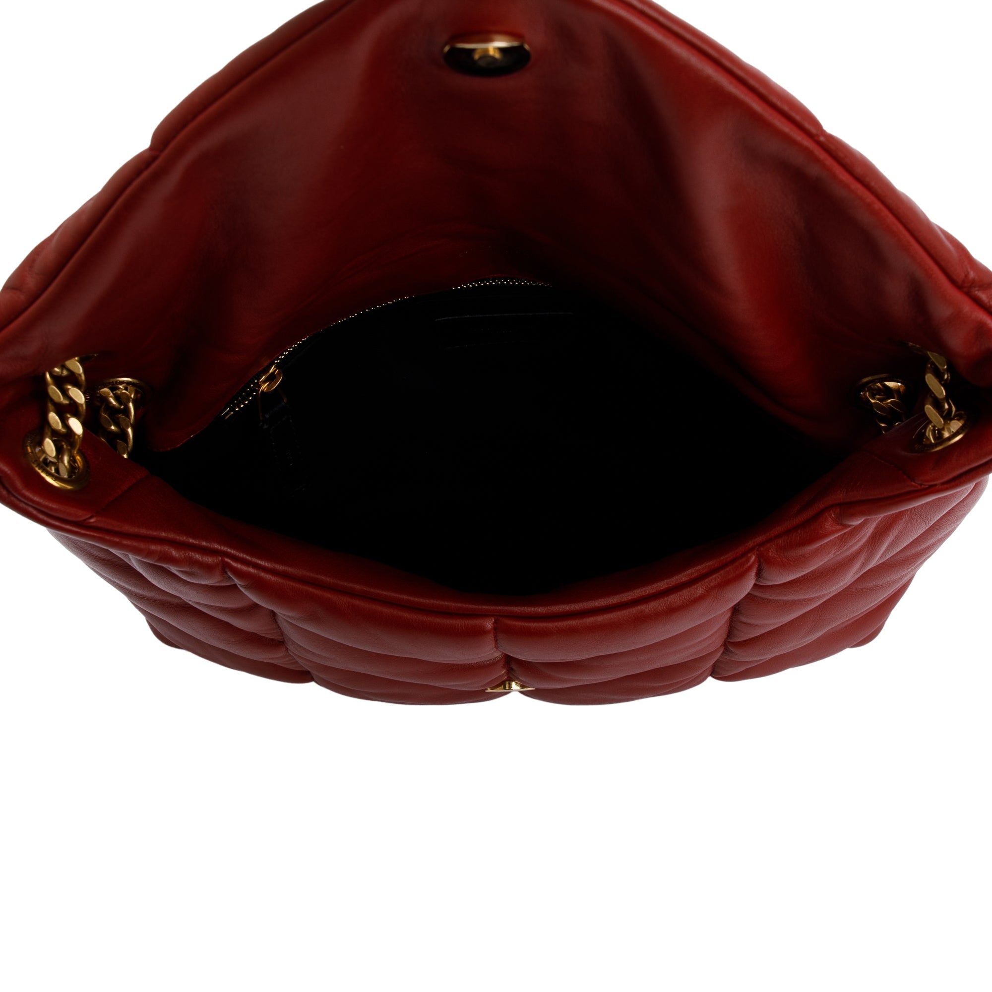 Saint Laurent 2020 Red Nappa Leather Medium Puffer Loulou Shoulder Bag