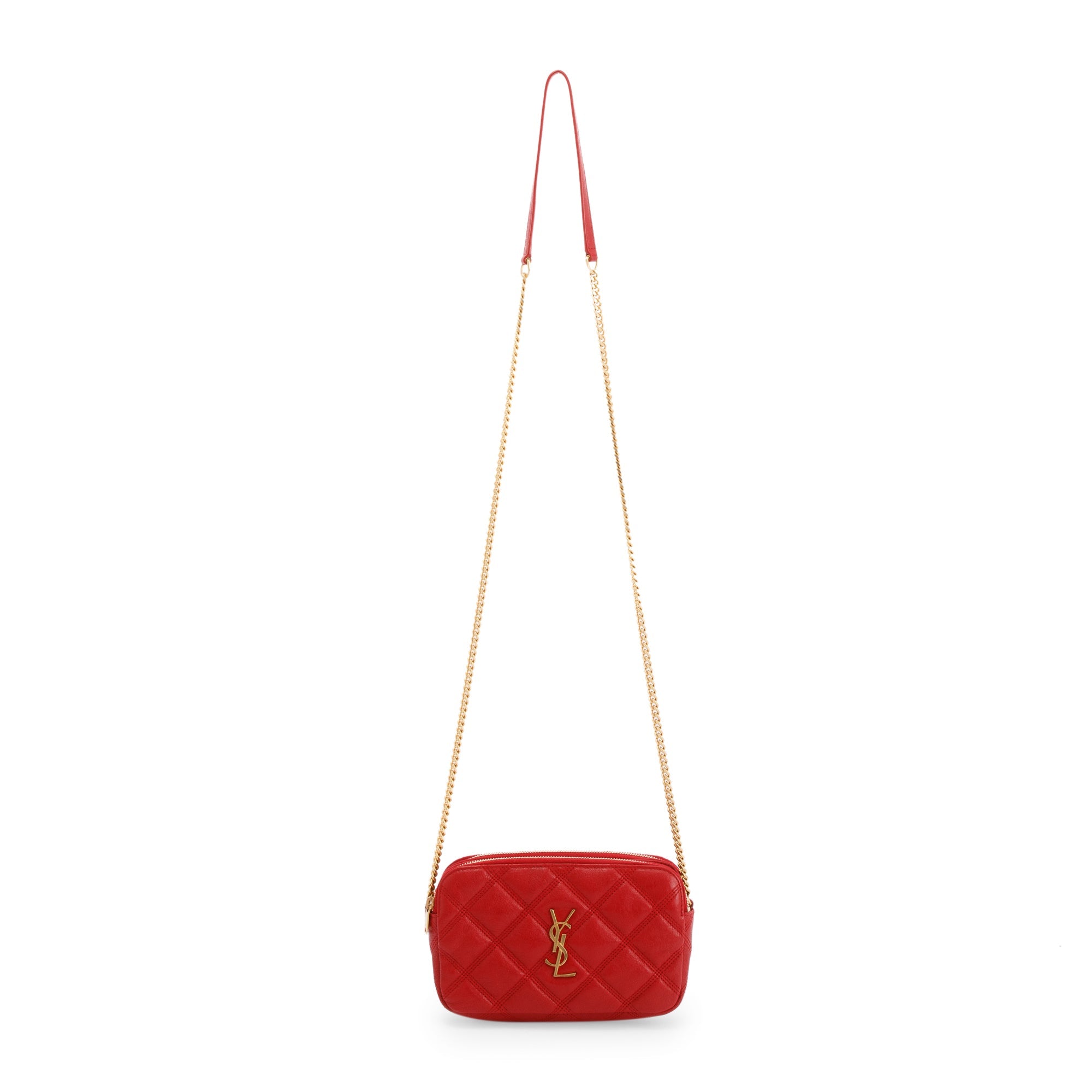 Saint Laurent 2020 Red Quilted Mini Becky Double Zip Bag