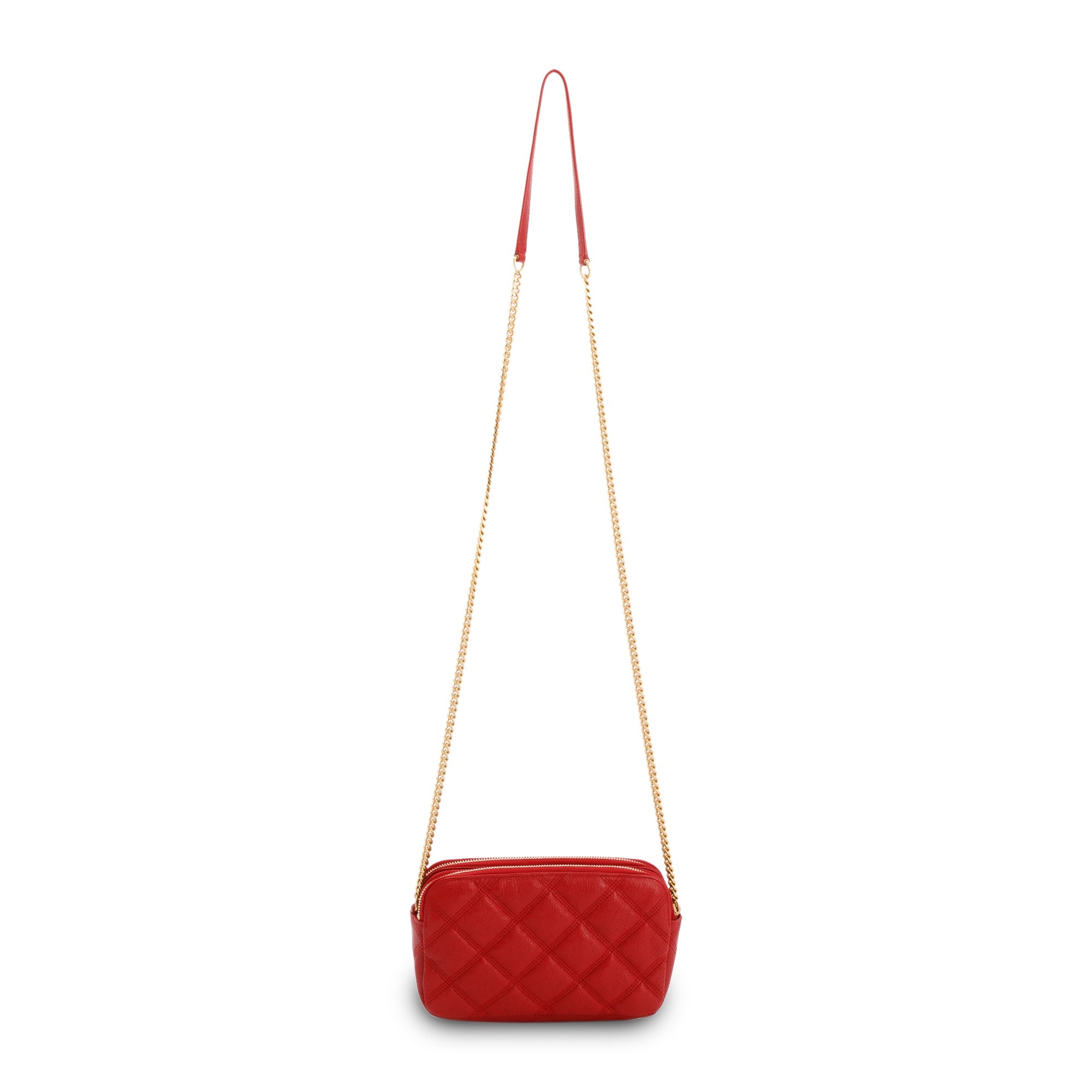 Saint Laurent 2020 Red Quilted Mini Becky Double Zip Bag