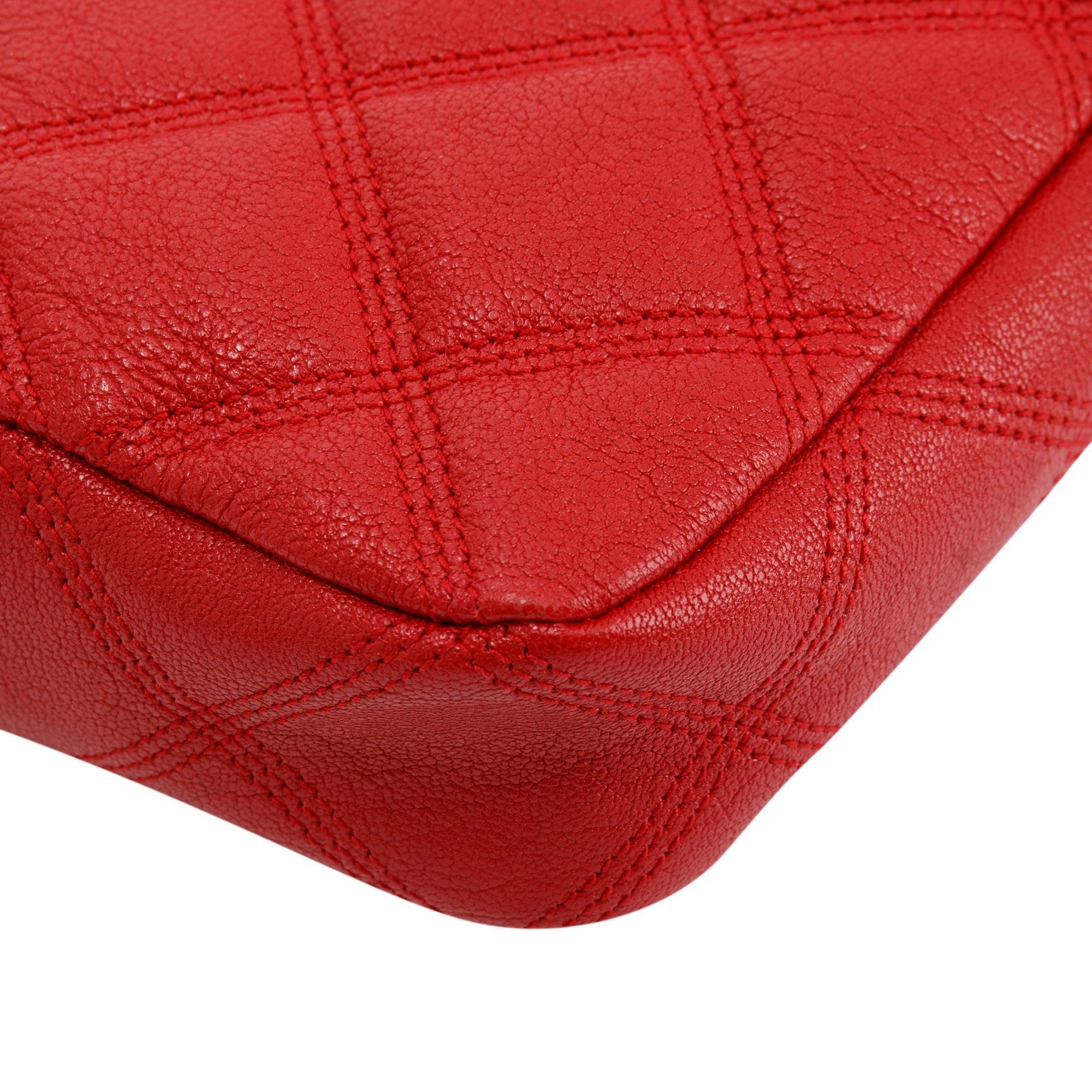 Saint Laurent 2020 Red Quilted Mini Becky Double Zip Bag