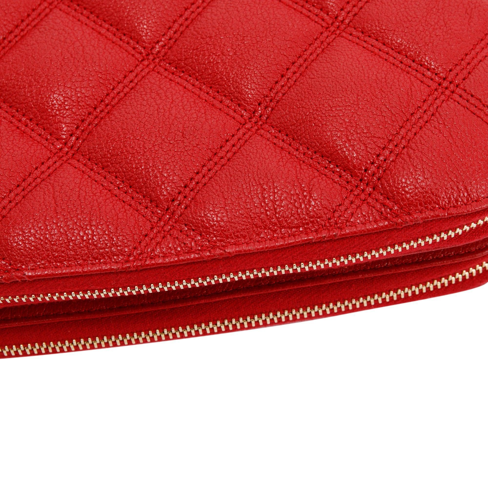 Saint Laurent 2020 Red Quilted Mini Becky Double Zip Bag