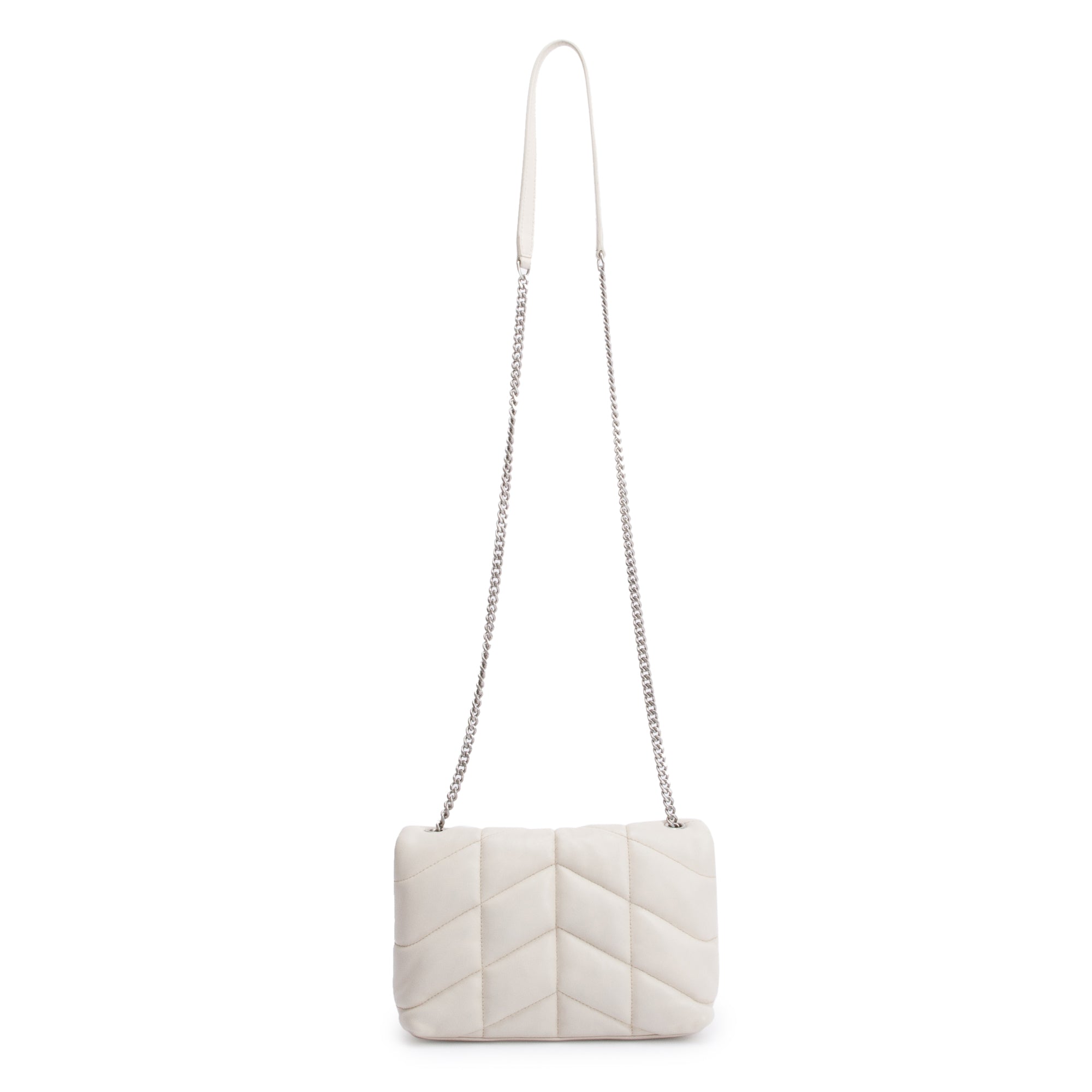 Saint Laurent 2020 White Nappa Leather Toy Puffer Loulou Shoulder Bag w/ Box