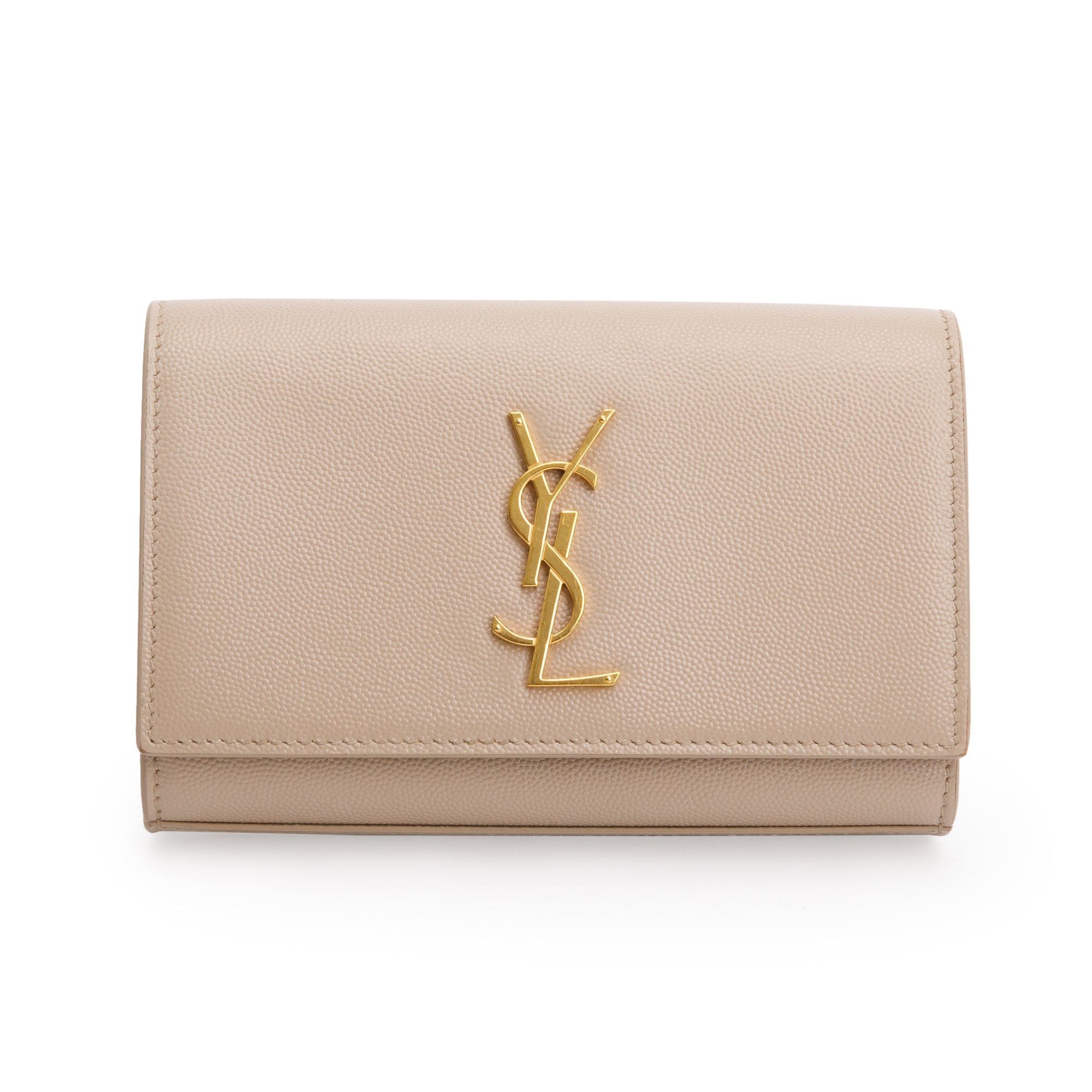 Saint Laurent 2021 Beige Grain De Poudre Leather Kate Belt Bag w/ Box
