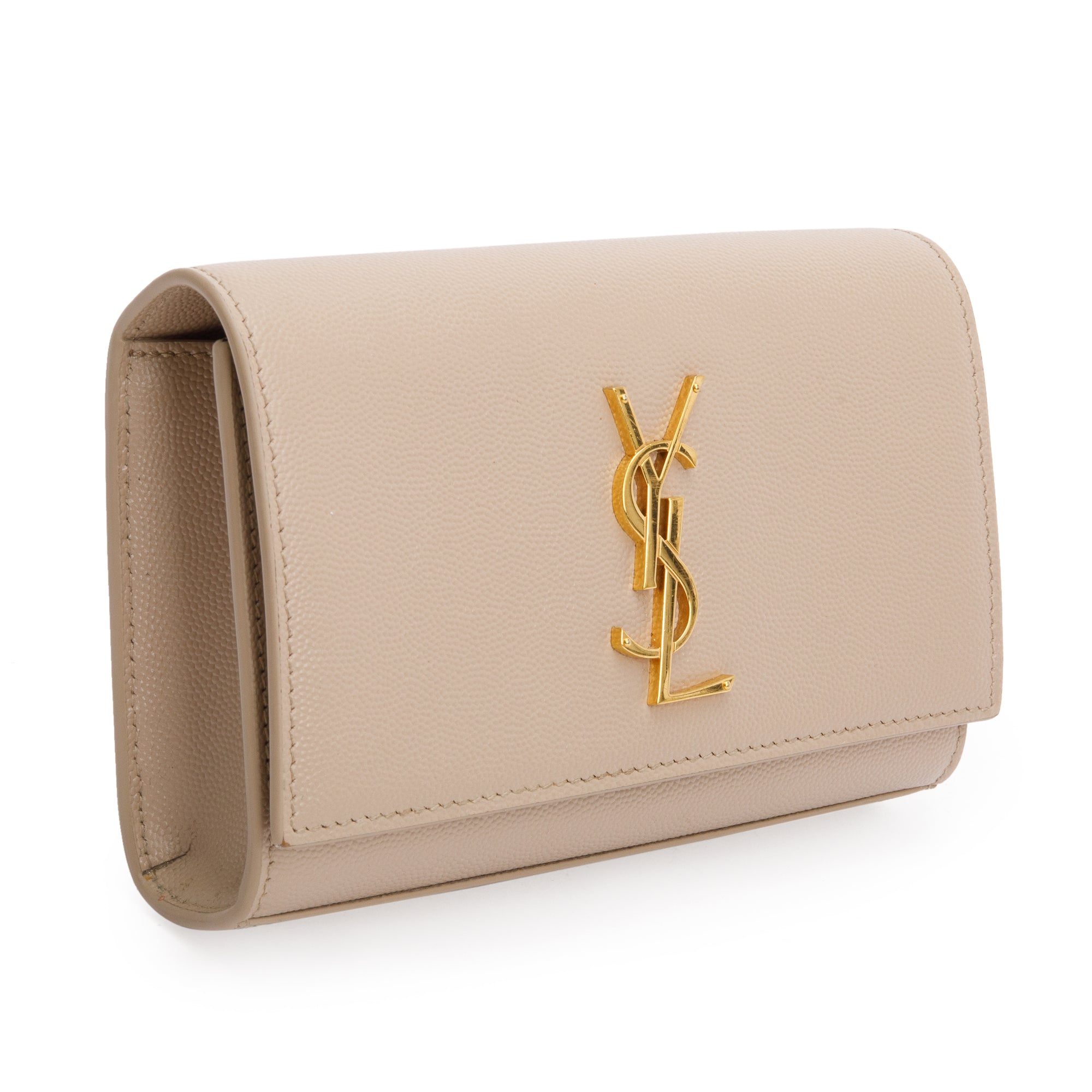Saint Laurent 2021 Beige Grain De Poudre Leather Kate Belt Bag w/ Box