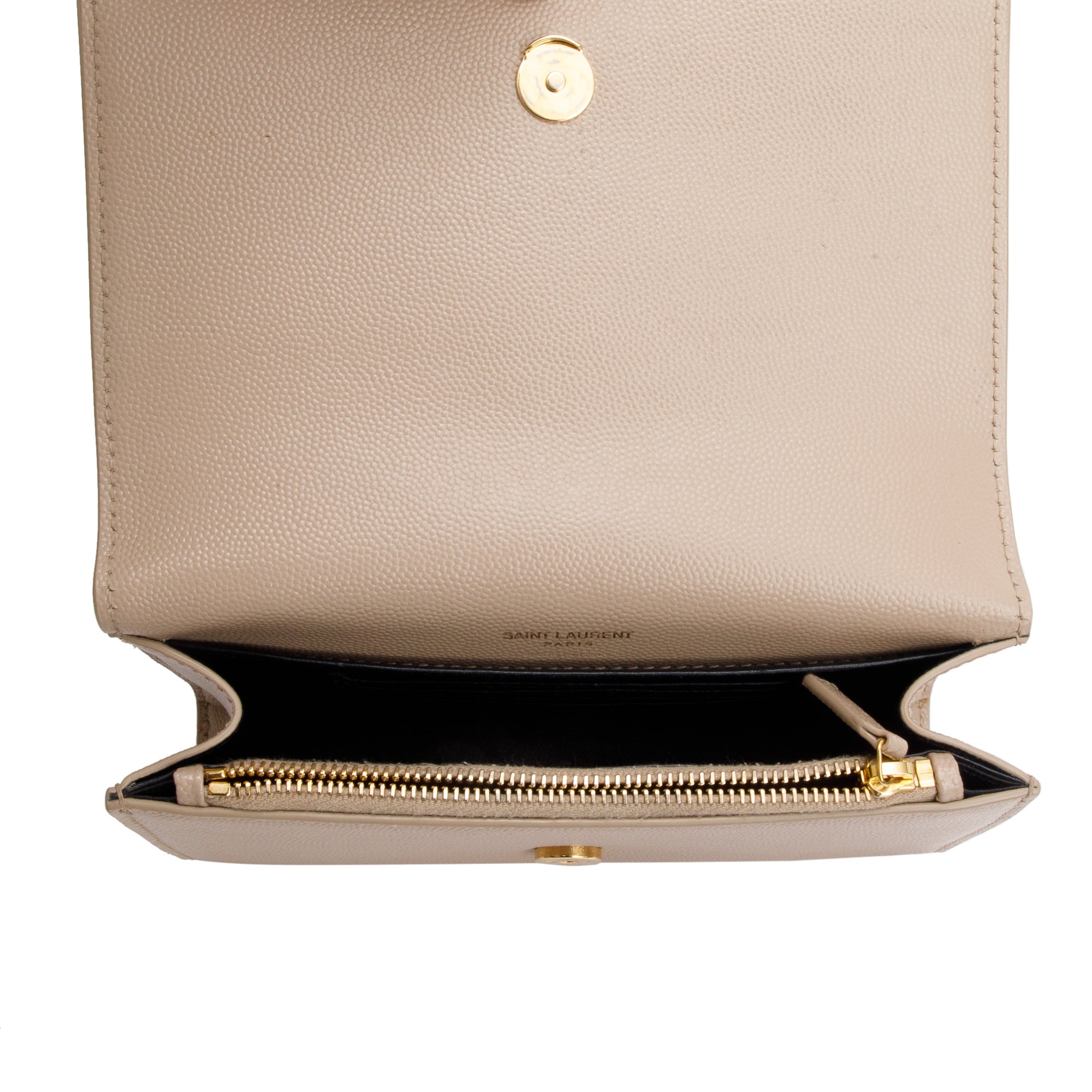 Saint Laurent 2021 Beige Grain De Poudre Leather Kate Belt Bag w/ Box