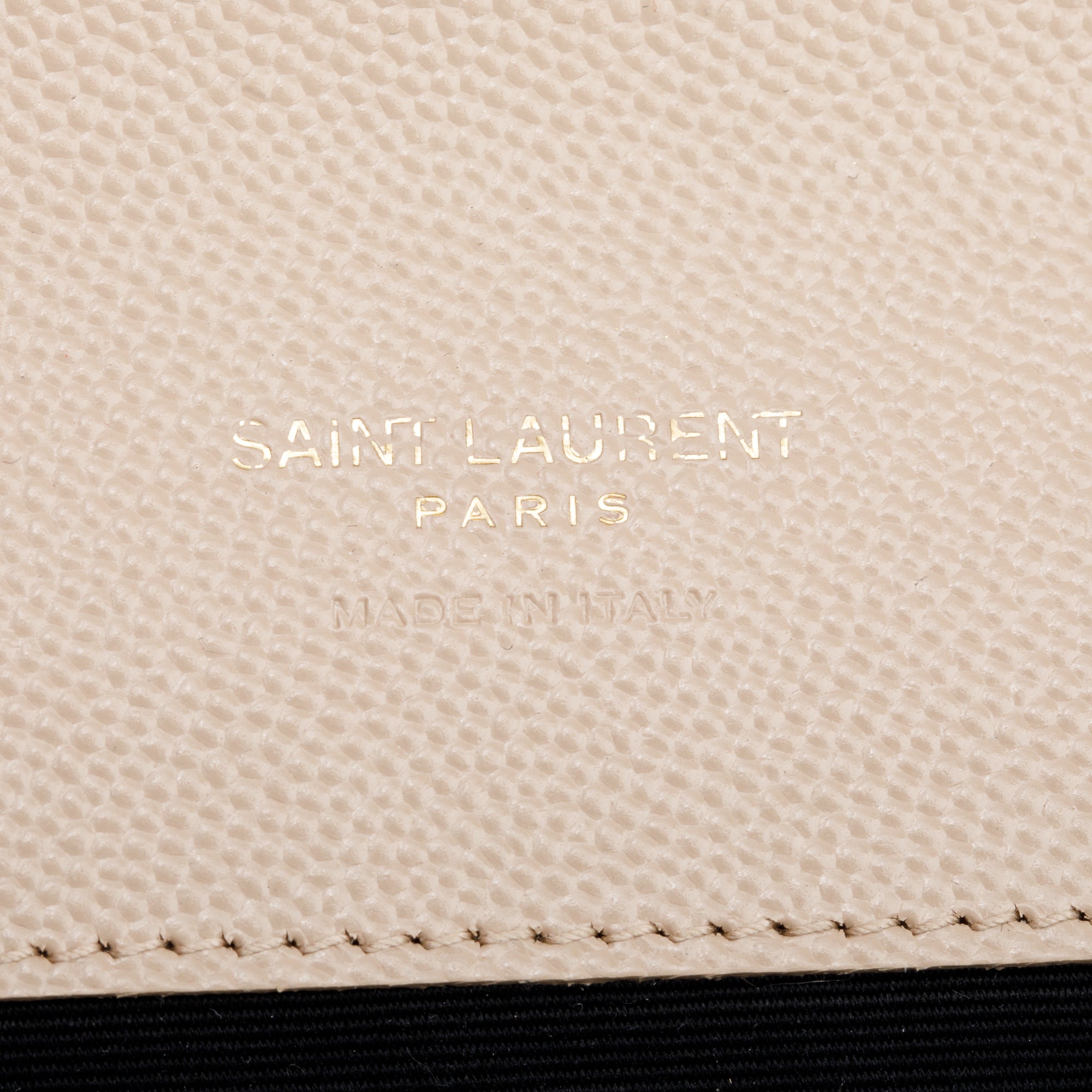 Saint Laurent 2021 Beige Grain de Poudre Matelasse Leather Cassandre Flap Wristlet Pouch