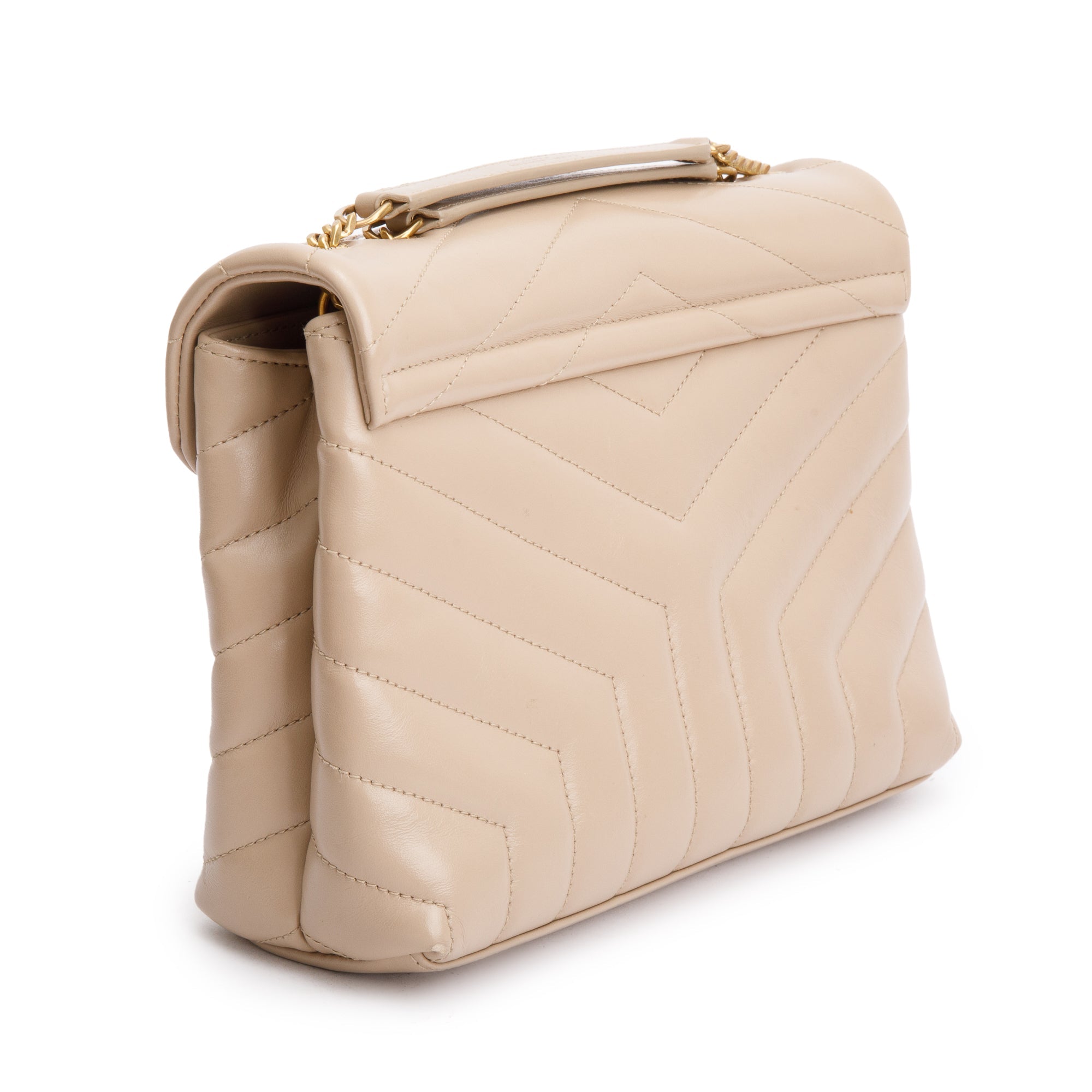 Saint Laurent 2021 Beige Quilted Leather Small Loulou Shoulder Bag