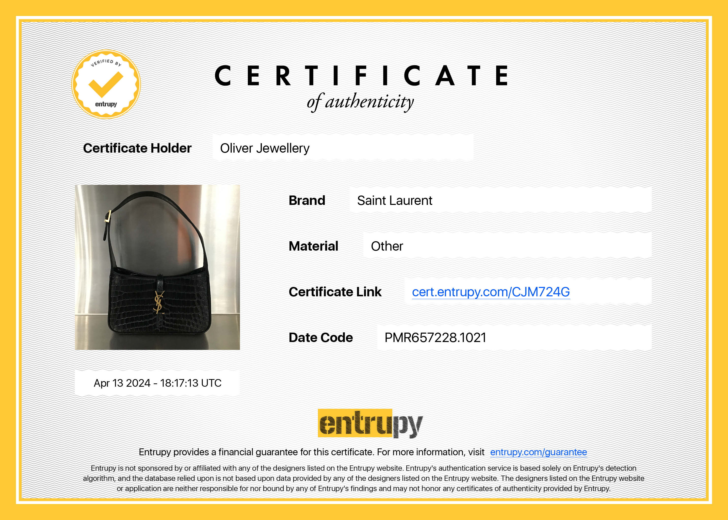 Saint Laurent 2021 Black Croc Embossed Shiny Leather Le 5 A 7 Hobo Bag w/ Receipt