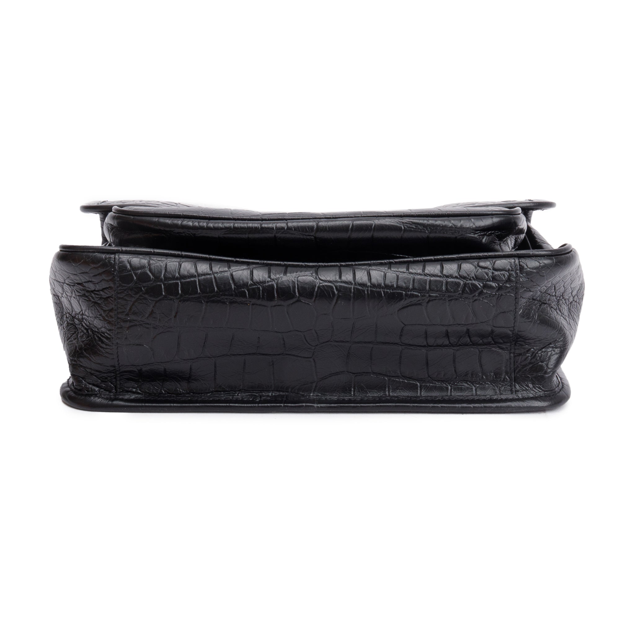 Saint Laurent 2021 Black Crocodile Embossed Calfskin Leather Medium Niki Shoulder Bag w/ Box