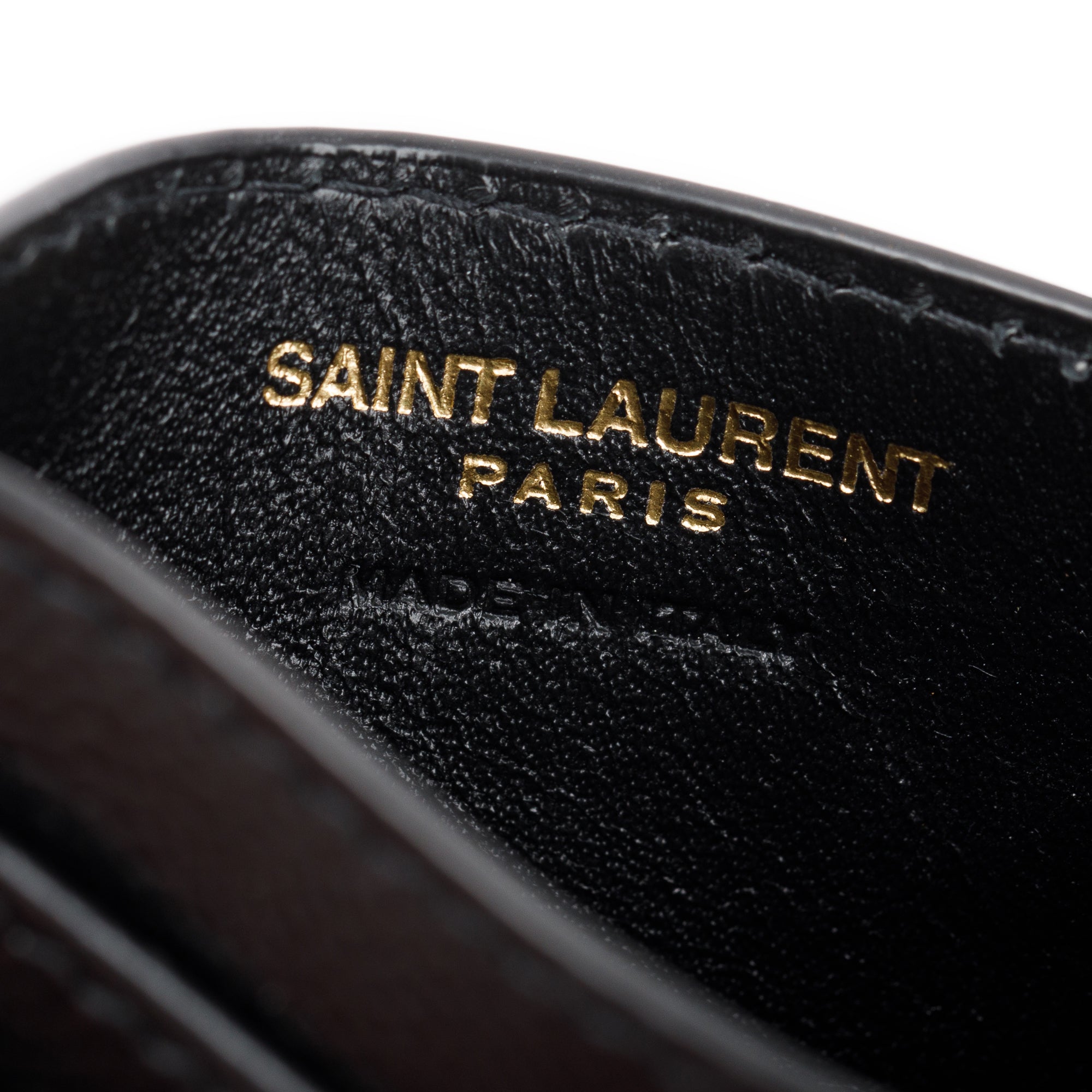Saint Laurent 2021 Black Grain De Poudre Leather Cassandre Matelasse Card Case w/ Box