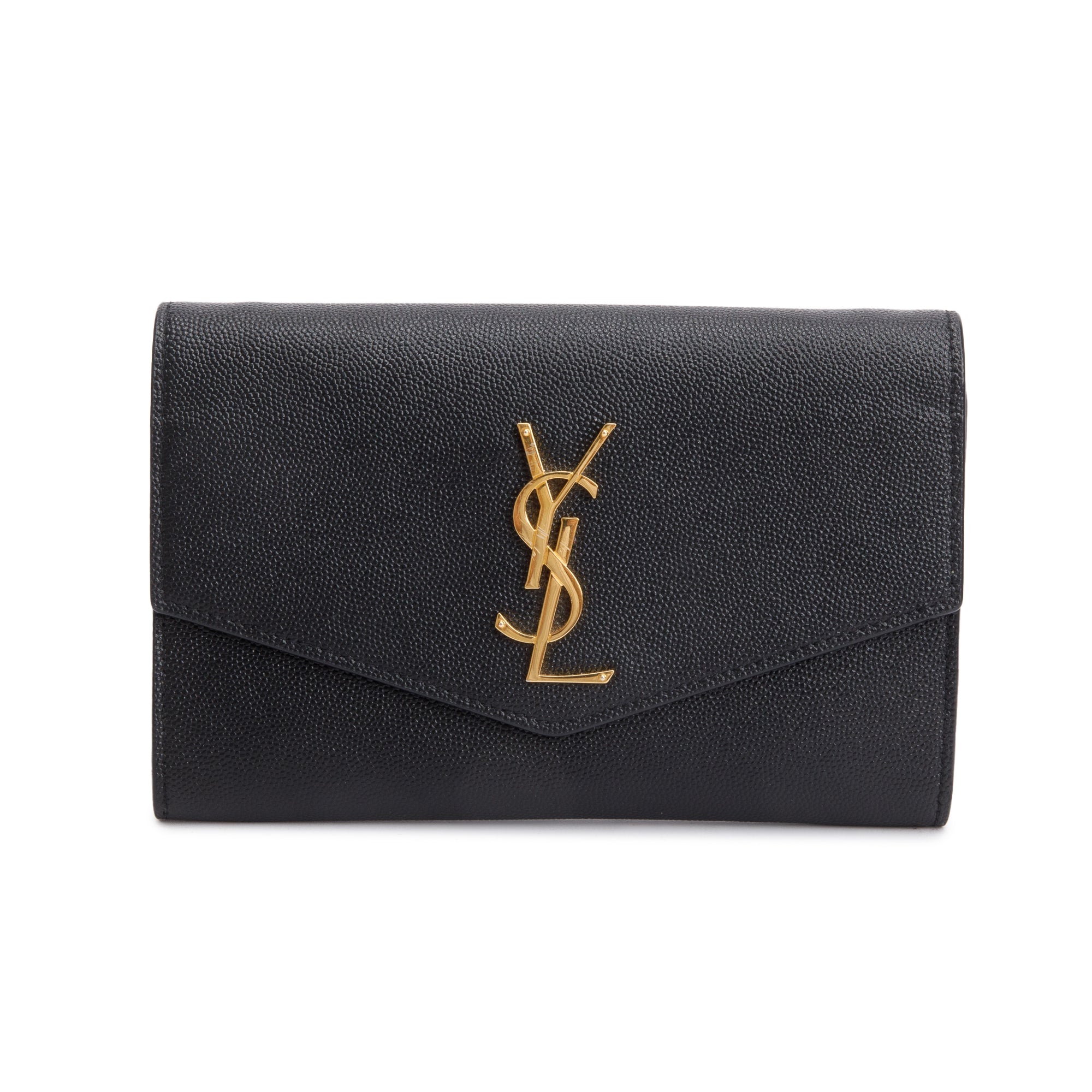 Saint Laurent 2021 Black Grain De Poudre Leather Uptown Chain Wallet