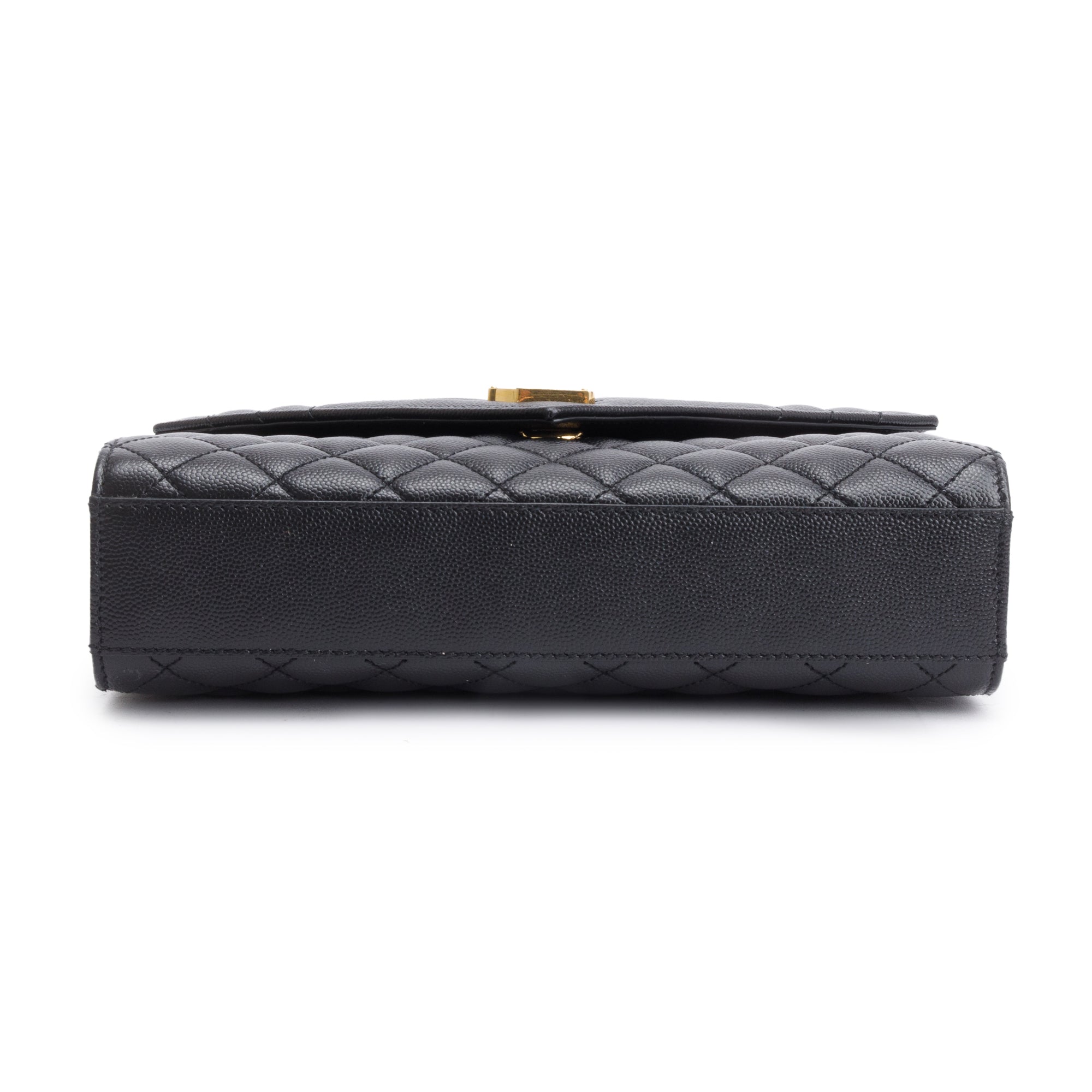 Saint Laurent 2021 Black Grained De Poudre Medium Envelope Shoulder Bag w/ Box