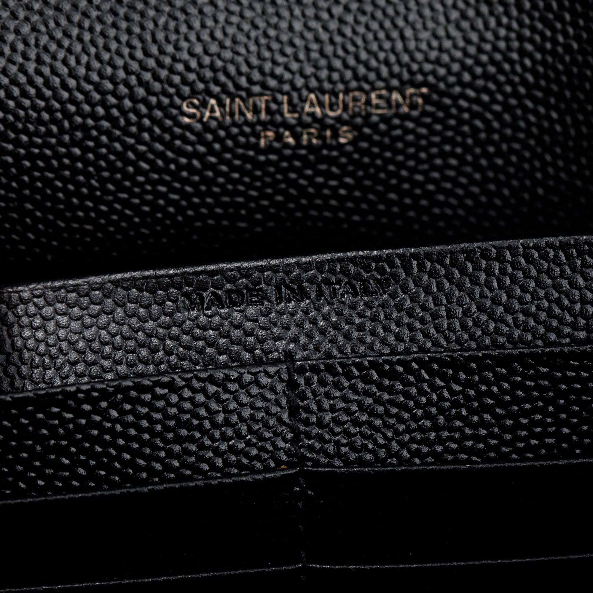 Saint Laurent 2021 Black Grained de Poudre Cassandre Matelasse Chain Wallet w/ Box