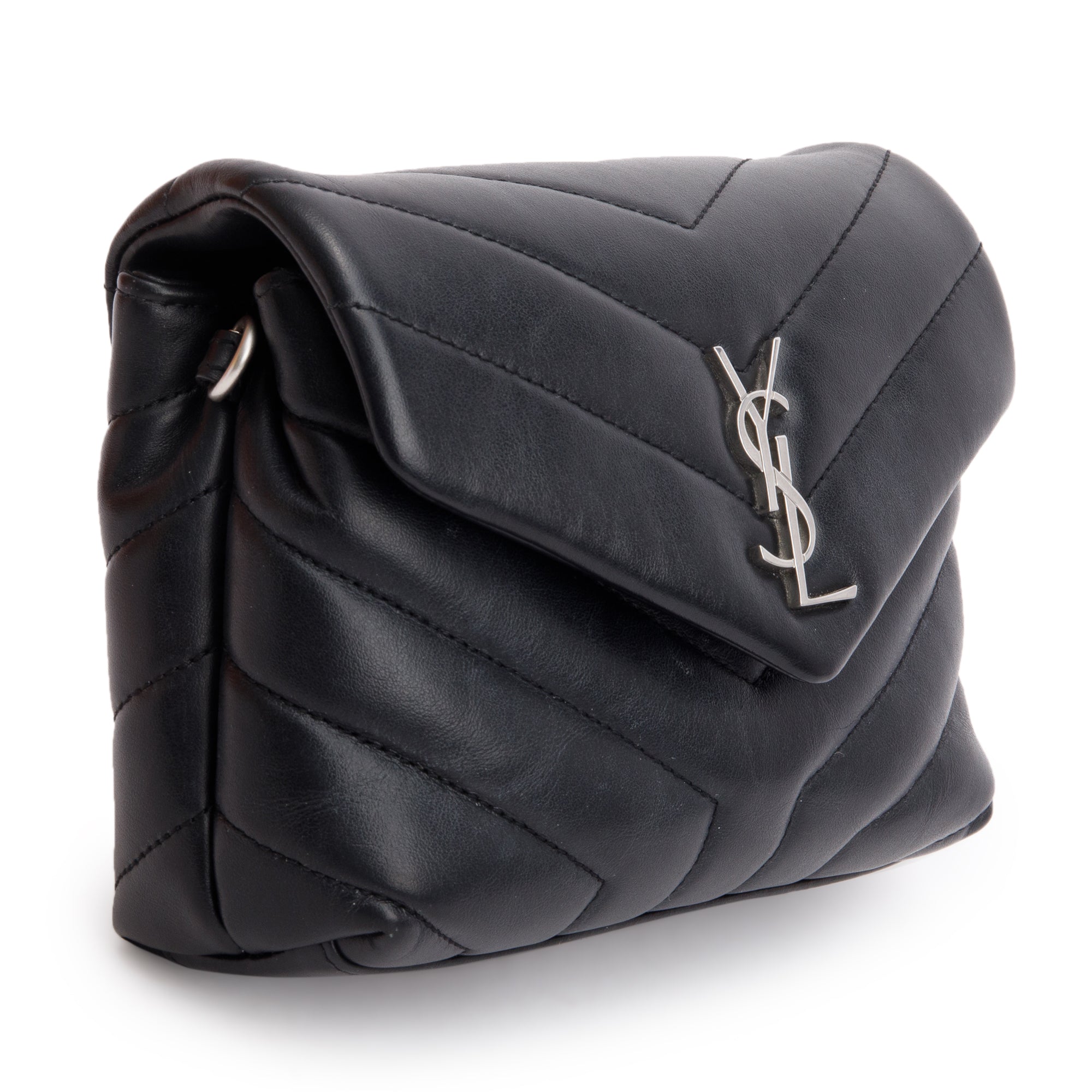 Saint Laurent 2021 Black Monogram Matelasse Toy Loulou Crossbody Bag w/ Box