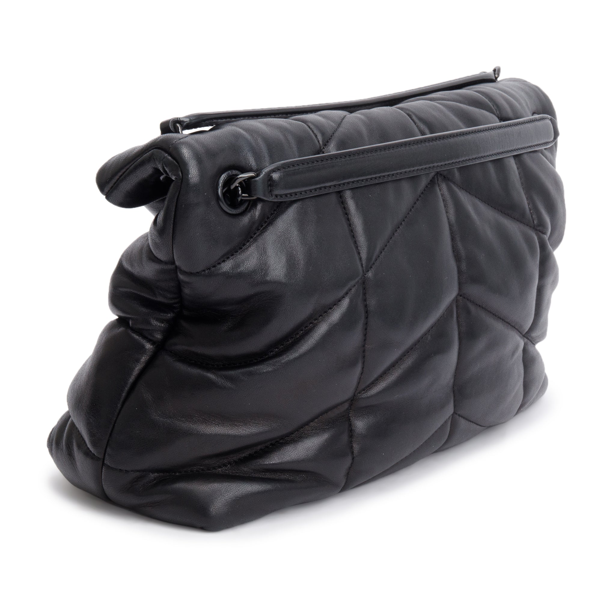 Saint Laurent 2021 Black Nappa Leather Medium Puffer Loulou Shoulder Bag