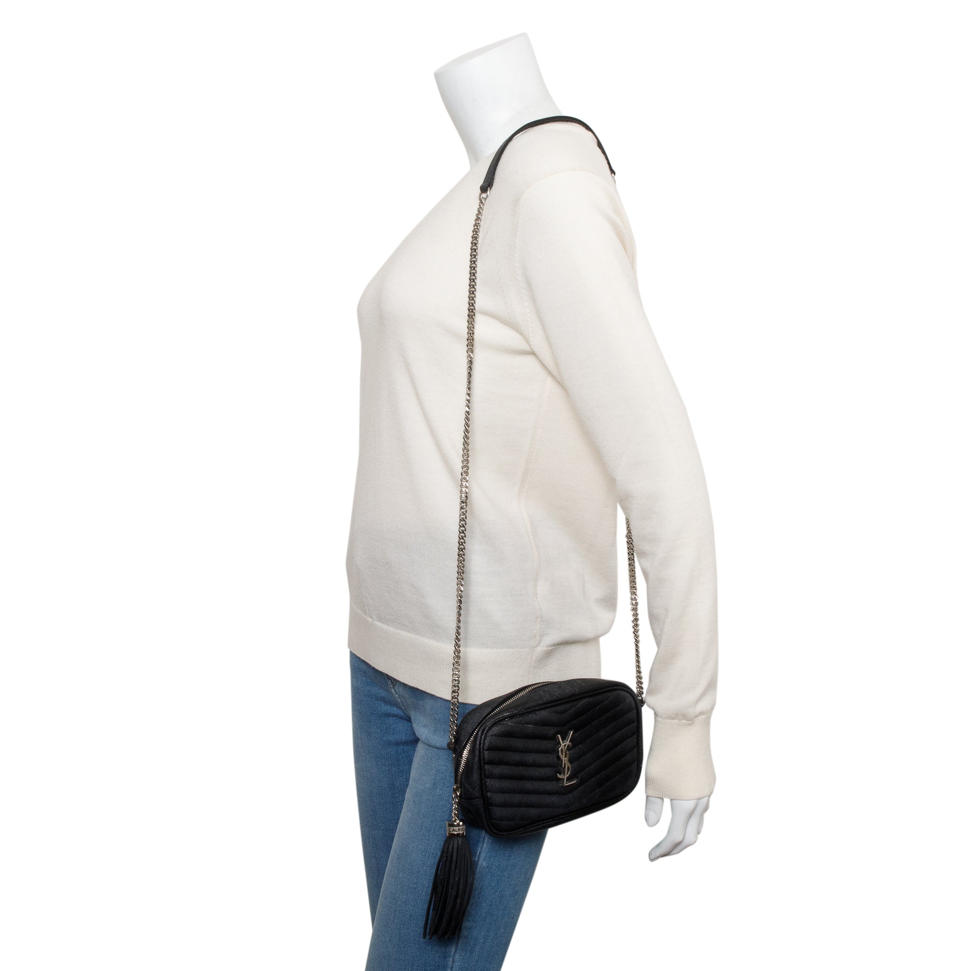 Saint Laurent 2021 Black Quilted Leather Mini Lou Camera Bag