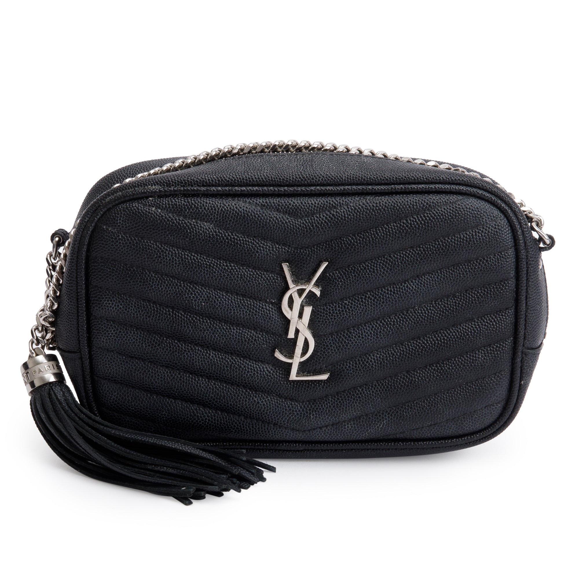 Saint Laurent 2021 Black Quilted Leather Mini Lou Camera Bag