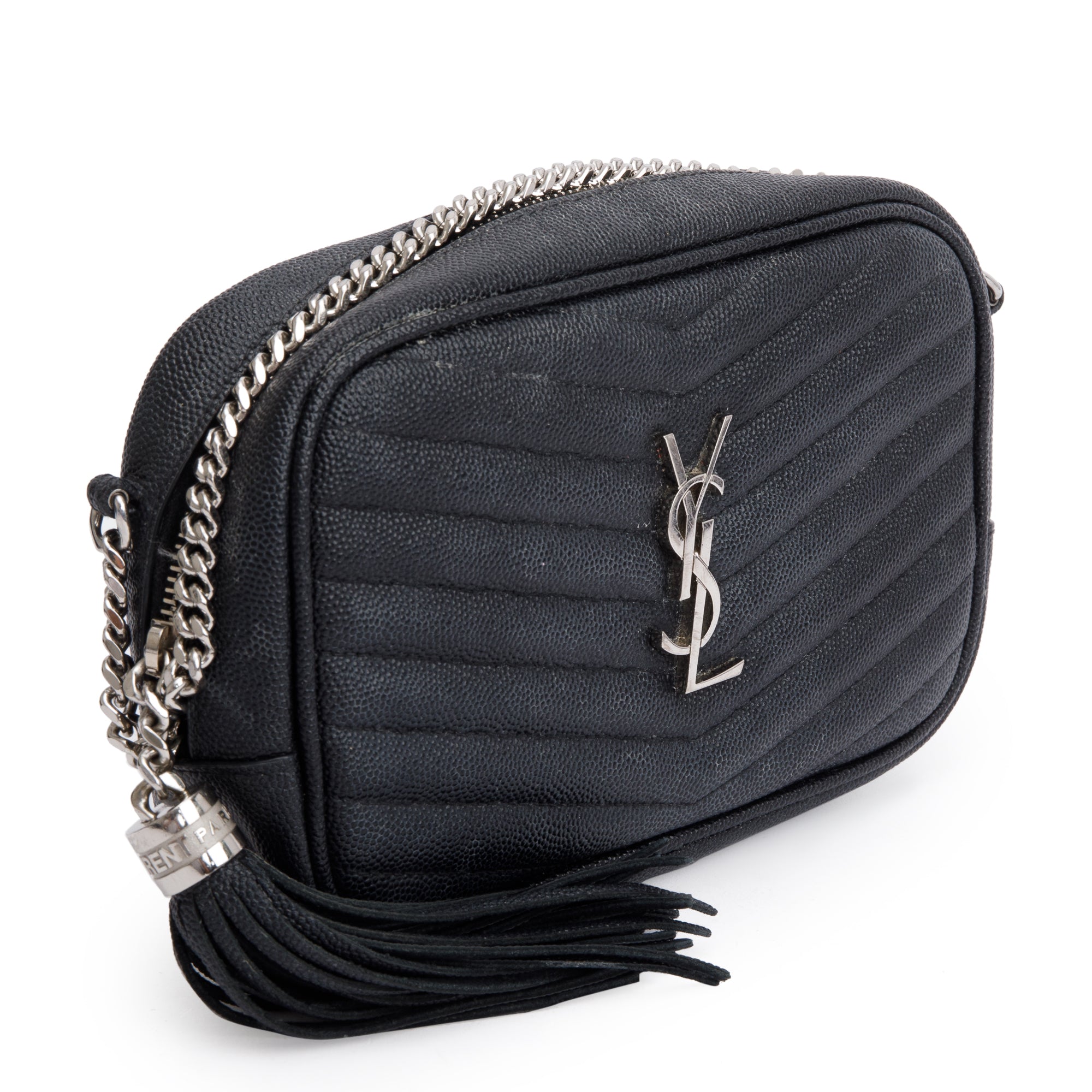 Saint Laurent 2021 Black Quilted Leather Mini Lou Camera Bag