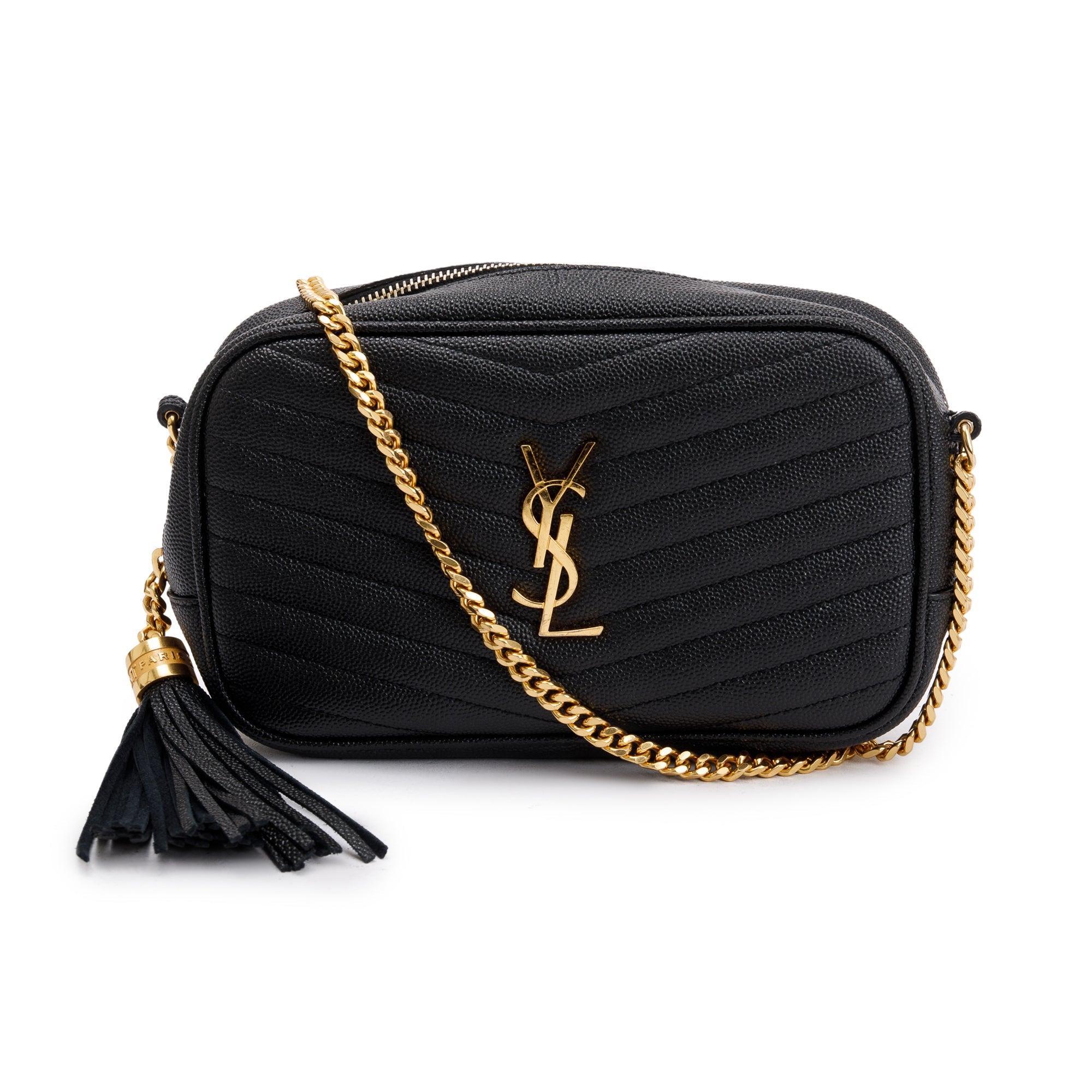 Saint Laurent 2021 Black Quilted Leather Mini Lou Camera Bag