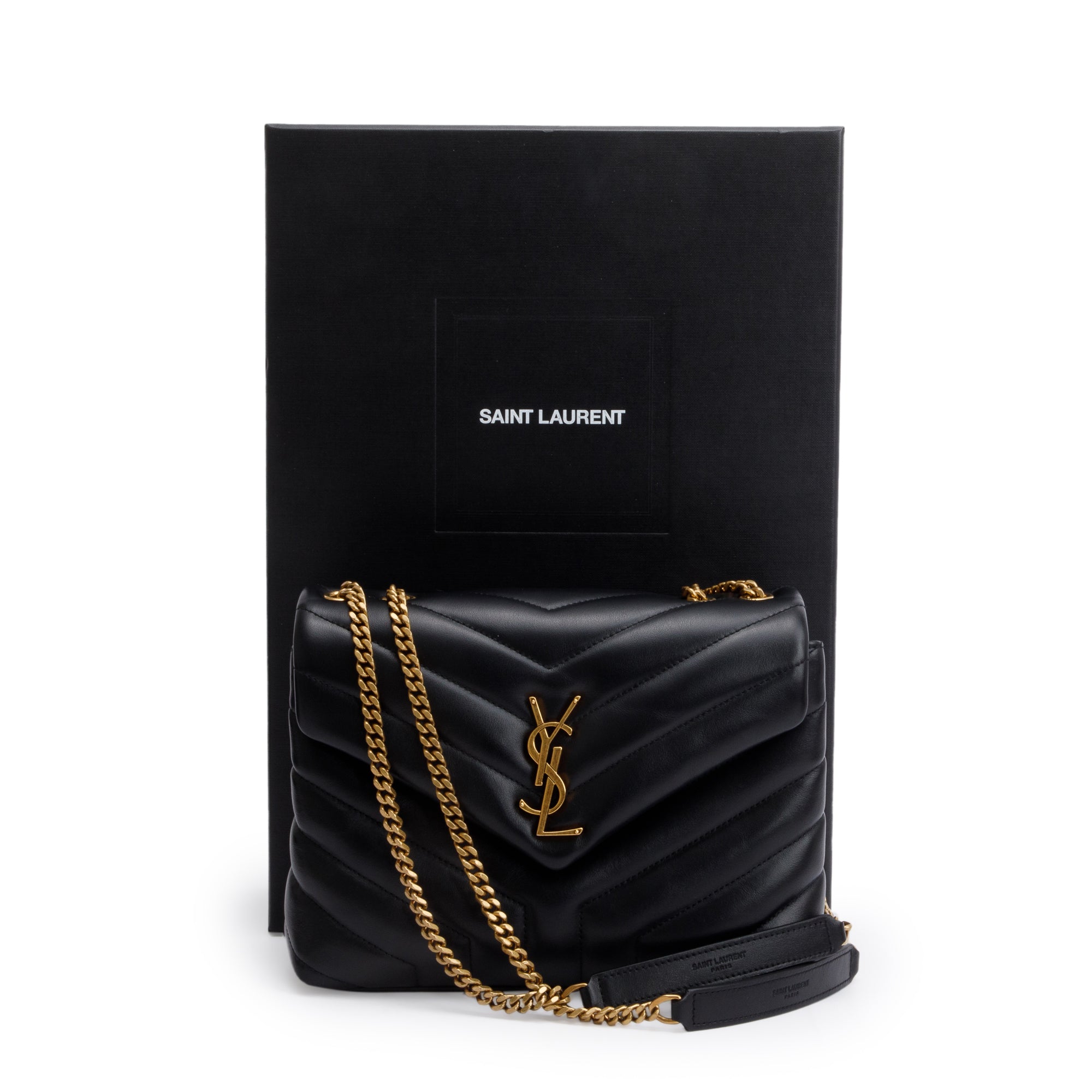 Saint Laurent 2021 Black Quilted Leather Small Loulou Shoulder Bag w/ Box