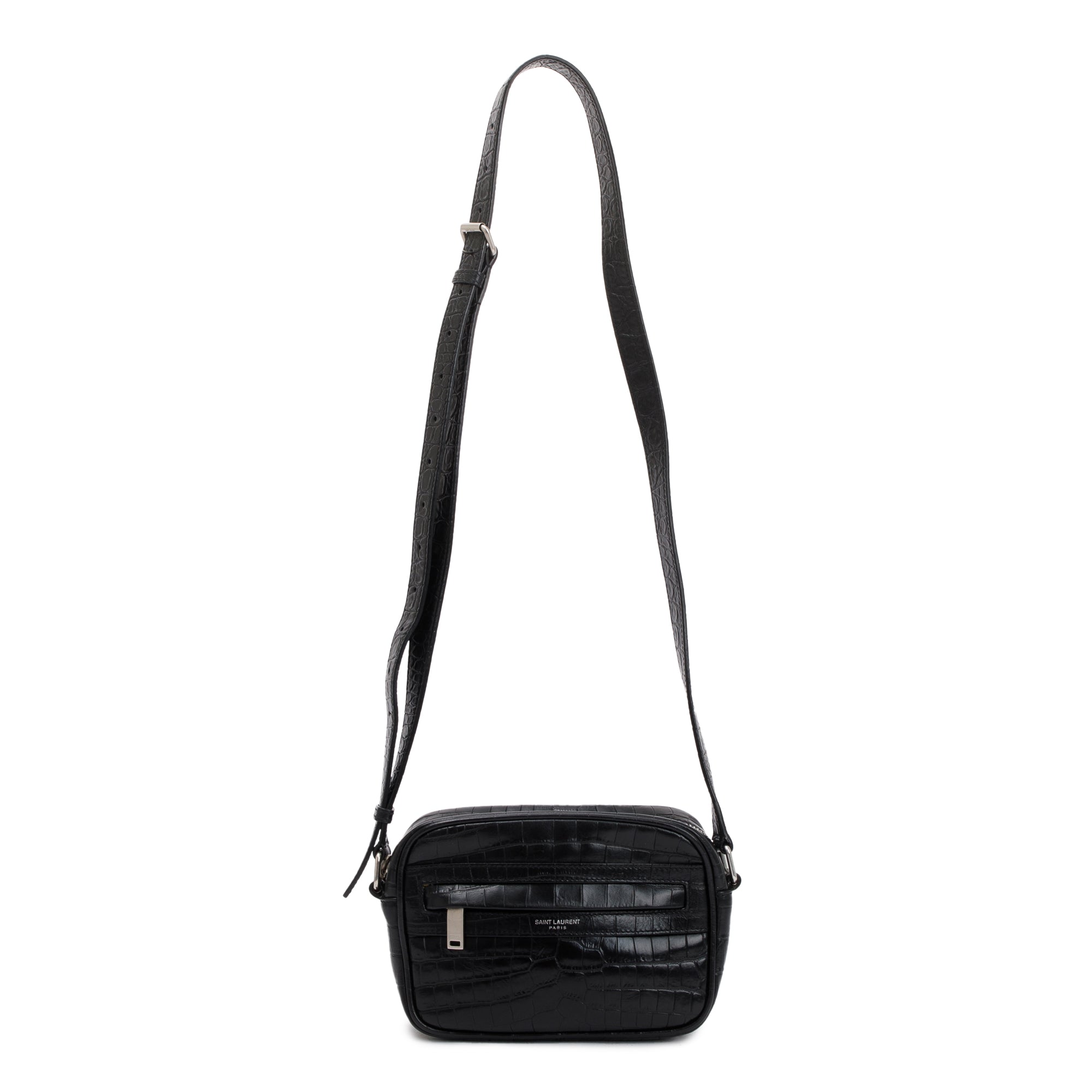 Saint Laurent 2021 Croc-Embossed Camp Camera Bag w/ Box