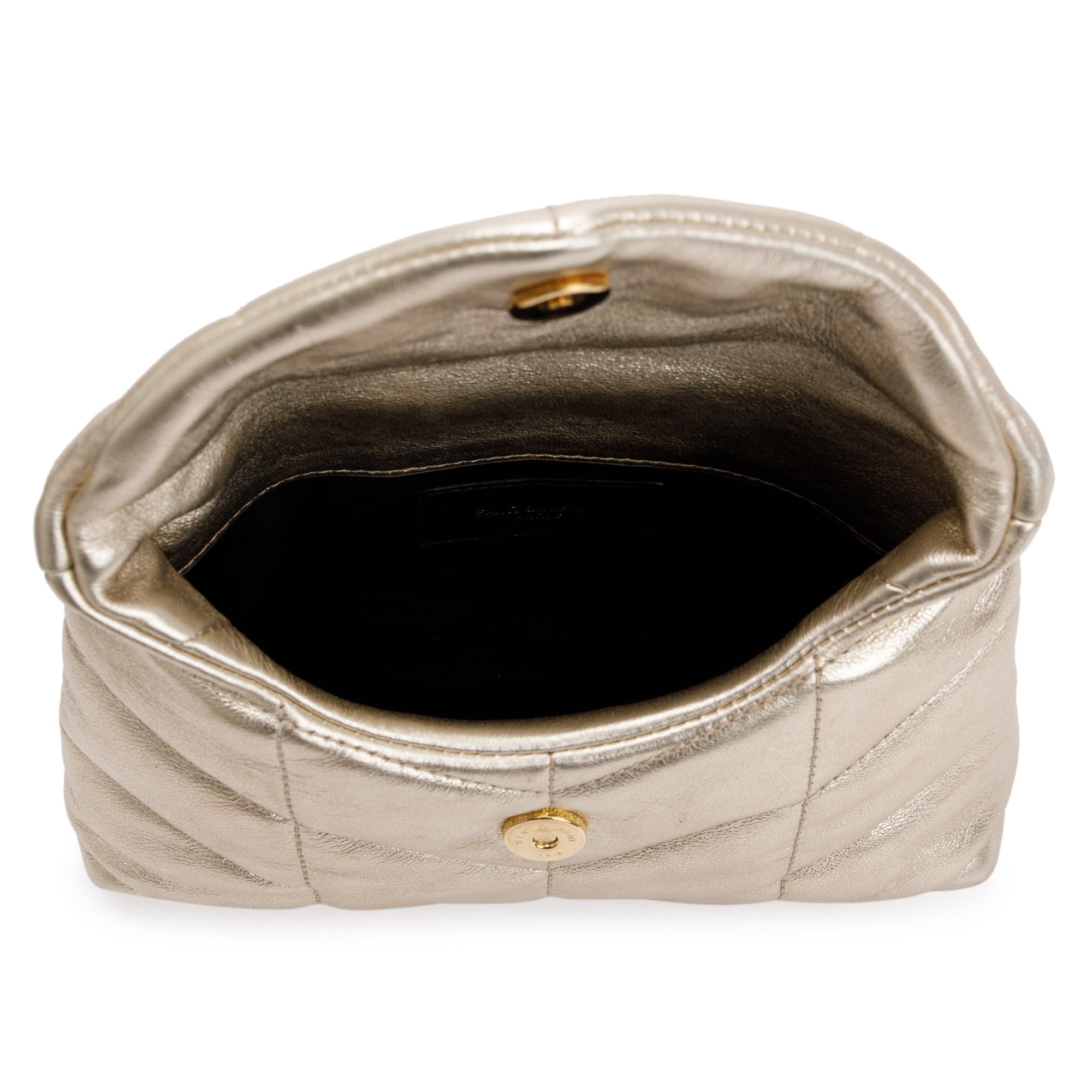 Saint Laurent 2021 Gold Metallic Small Puffer Pouch