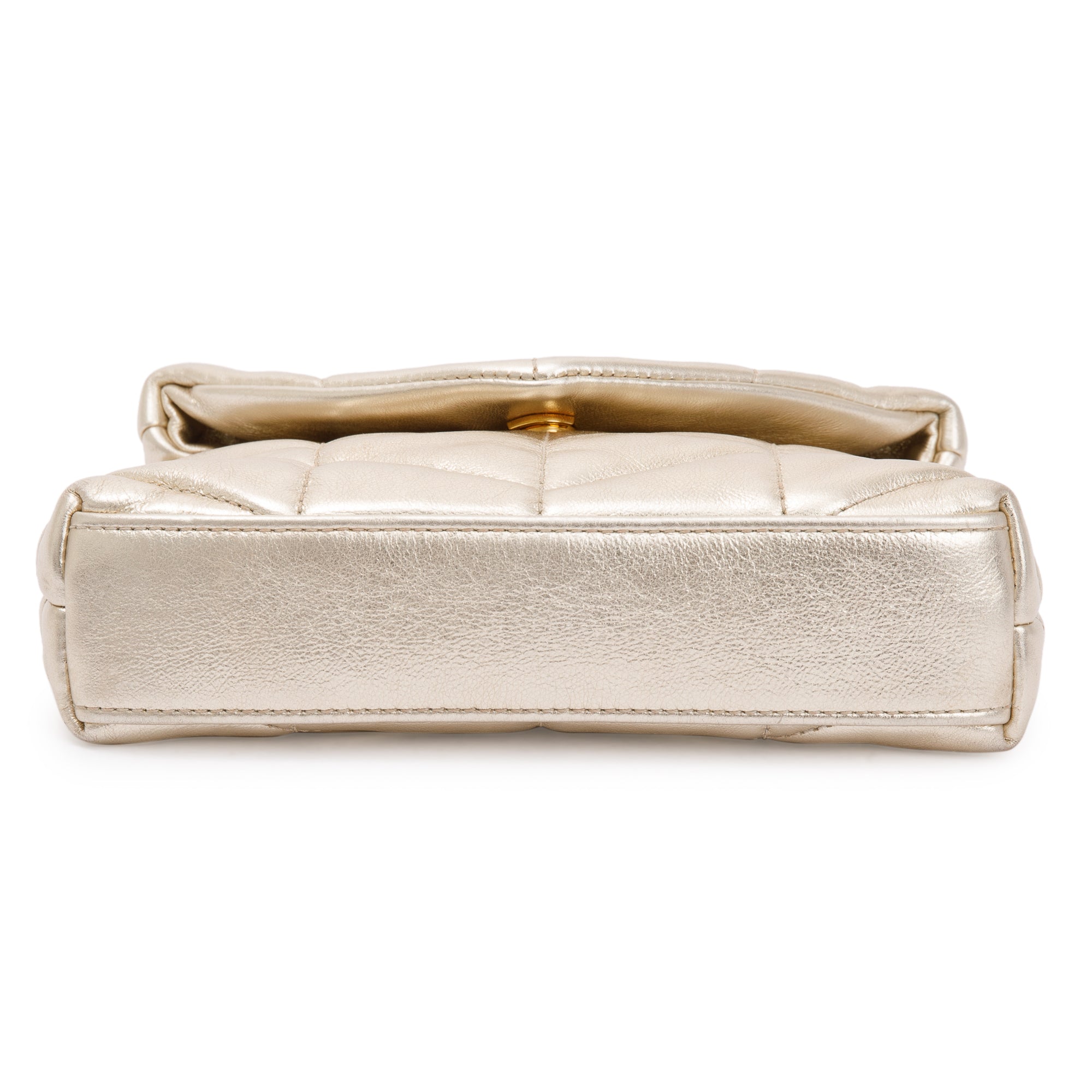 Saint Laurent 2021 Gold Metallic Small Puffer Pouch