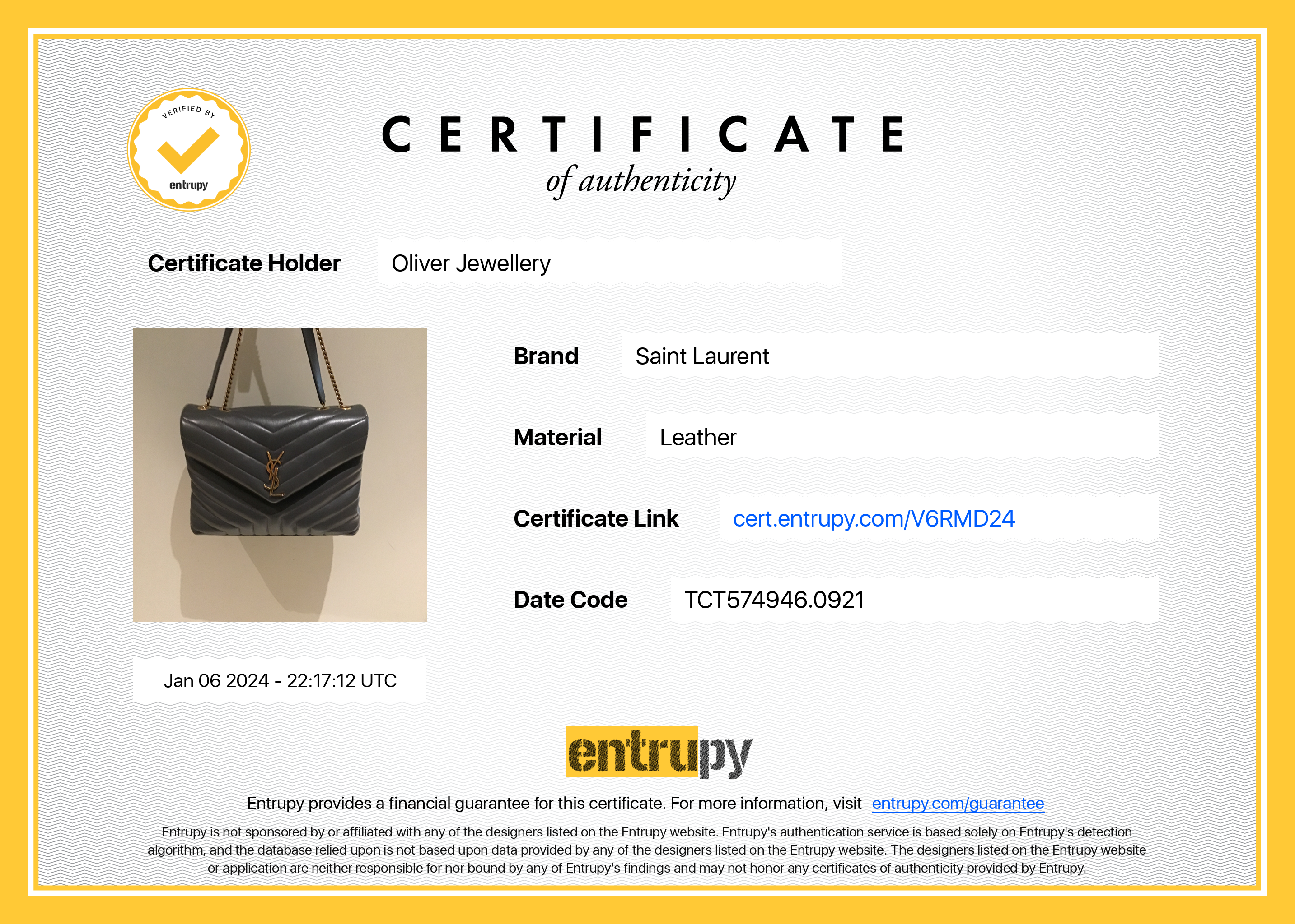 Saint Laurent 2021 Grey Calfskin Leather Medium Loulou Monogram Shoulder Bag w/ Box