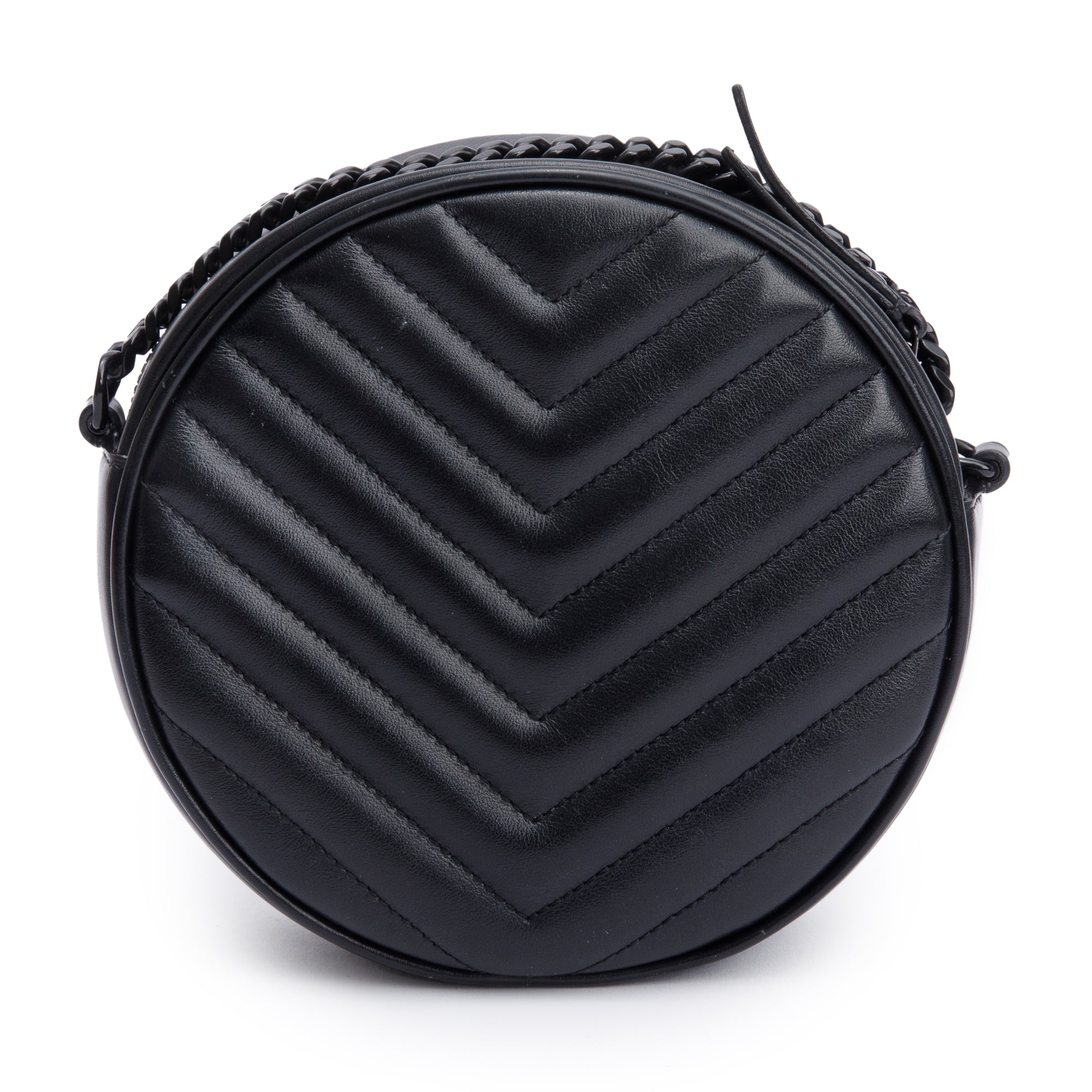Saint Laurent 2021 So Black Quilted Leather Round Vinyle Camera Bag