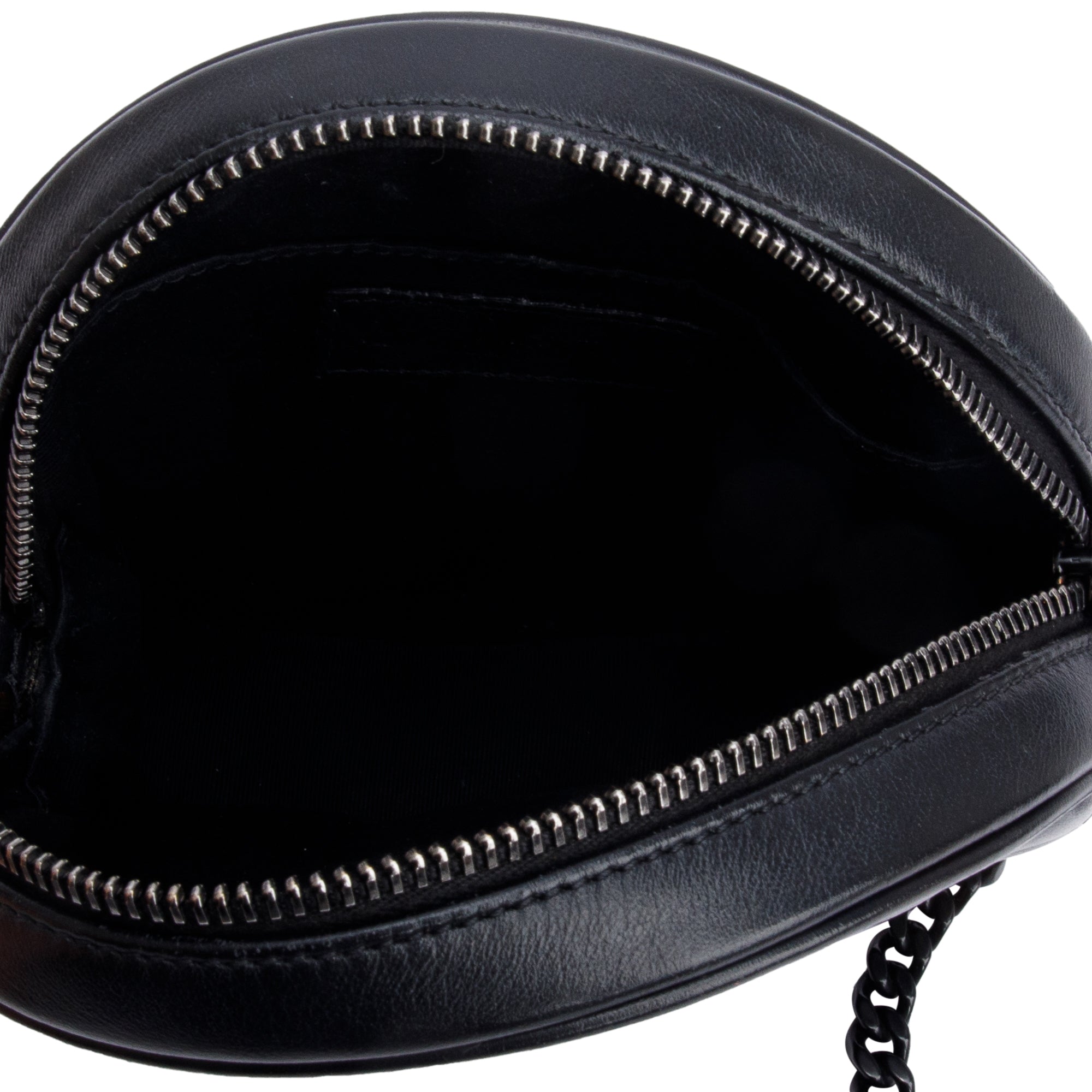 Saint Laurent 2021 So Black Quilted Leather Round Vinyle Camera Bag