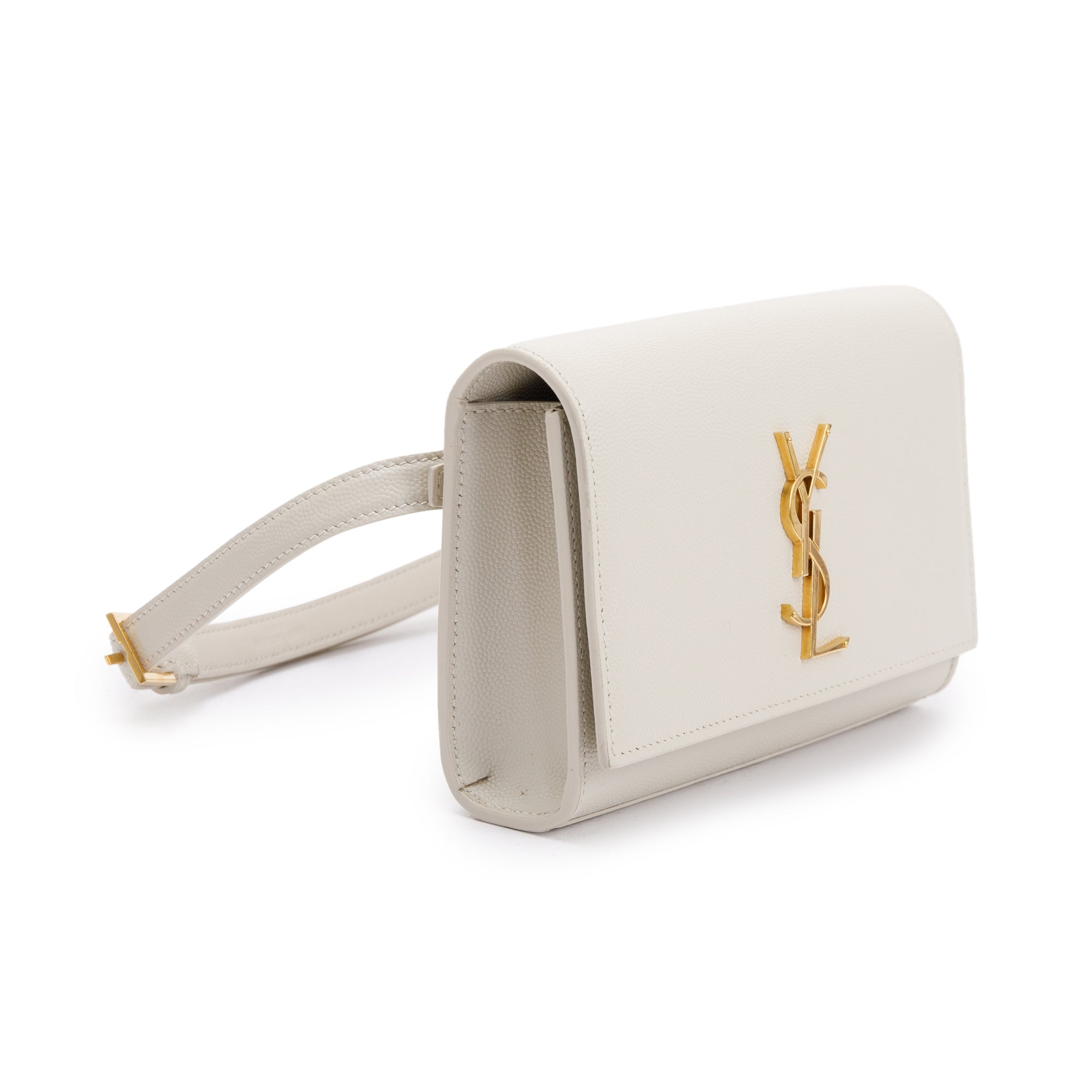 Saint Laurent 2021 White Calfskin Leather Kate Belt Bag