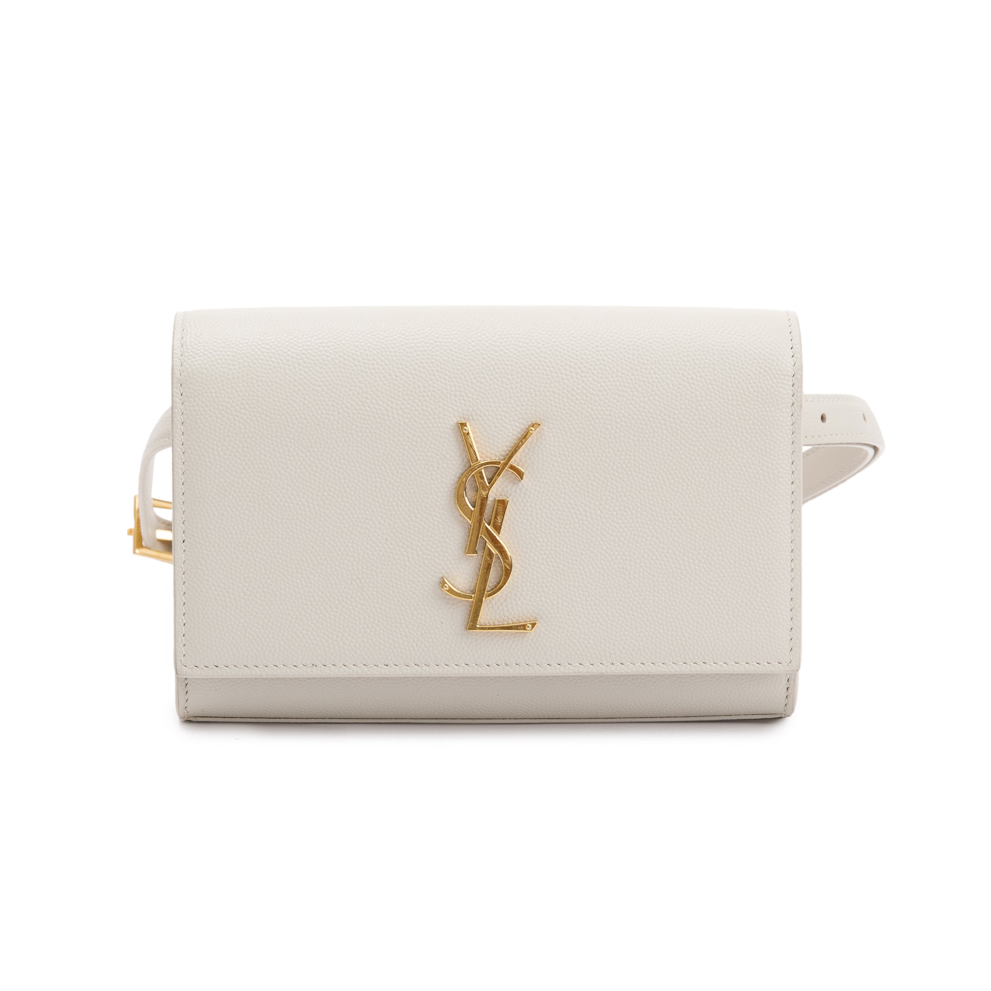 Saint Laurent 2021 White Calfskin Leather Kate Belt Bag