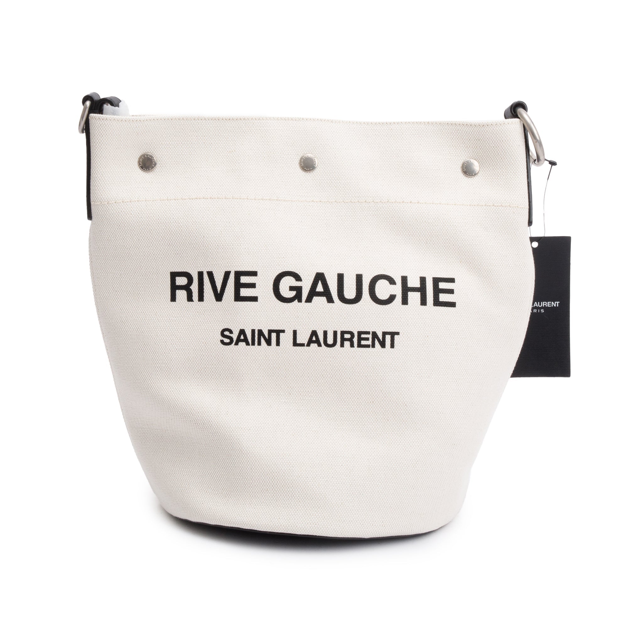 Saint Laurent 2021 White Canvas Rive Gauche Bucket Bag