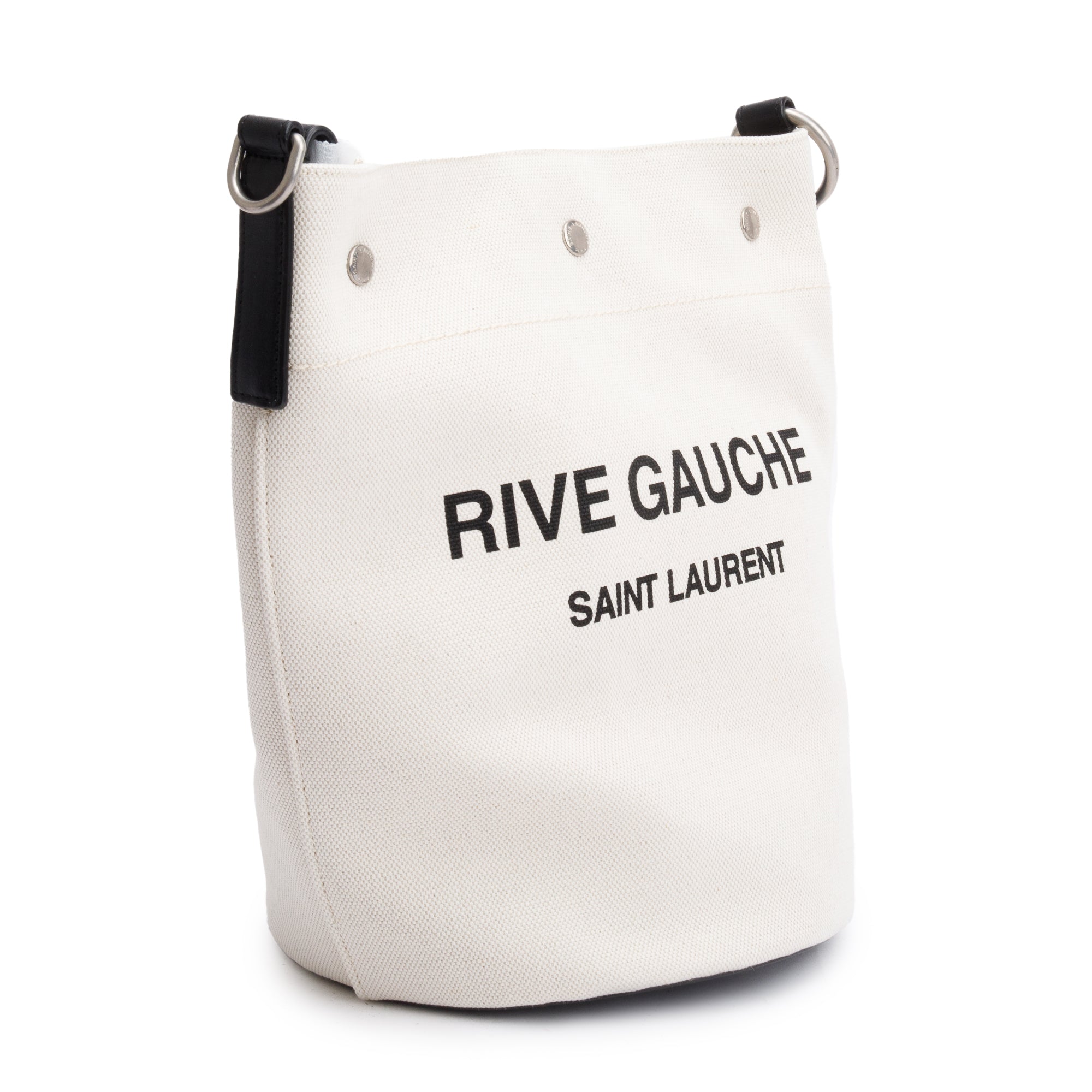 Saint Laurent 2021 White Canvas Rive Gauche Bucket Bag