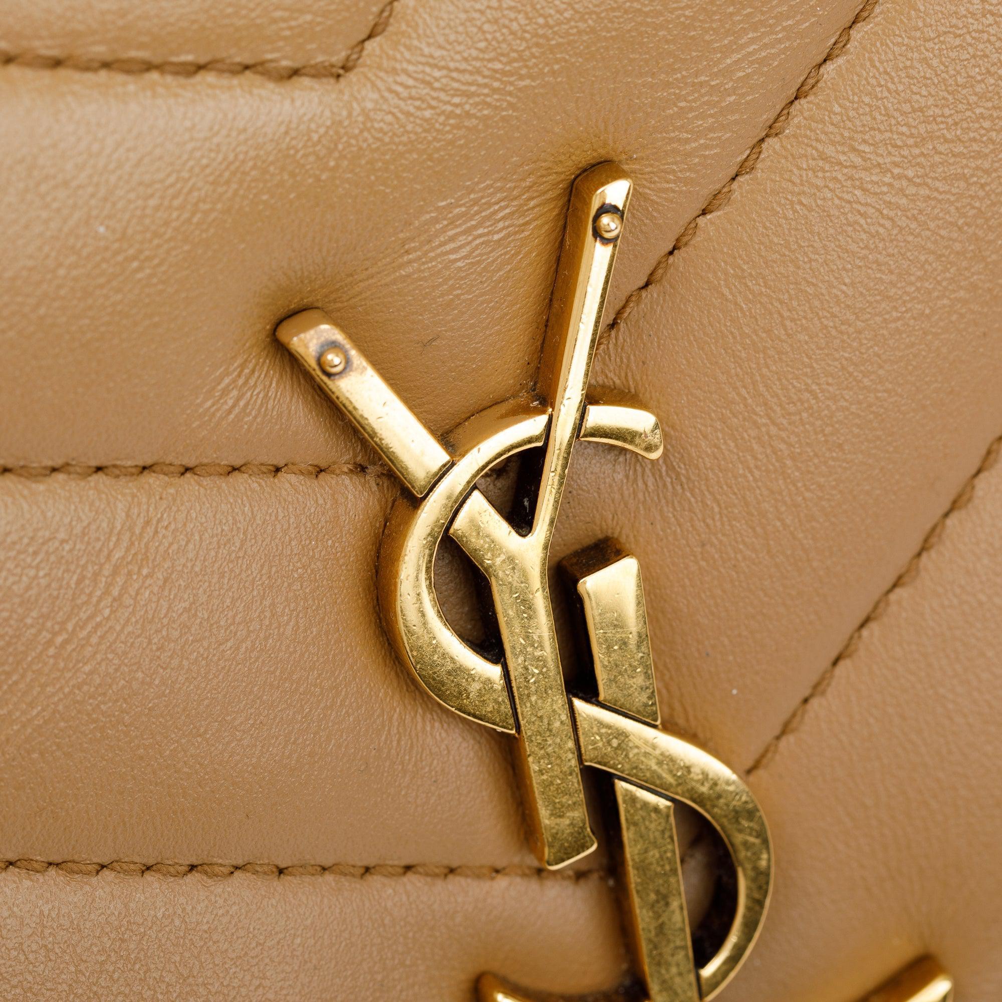 Saint Laurent 2022 Beige Calfskin Leather Small Loulou Chain Shoulder Bag