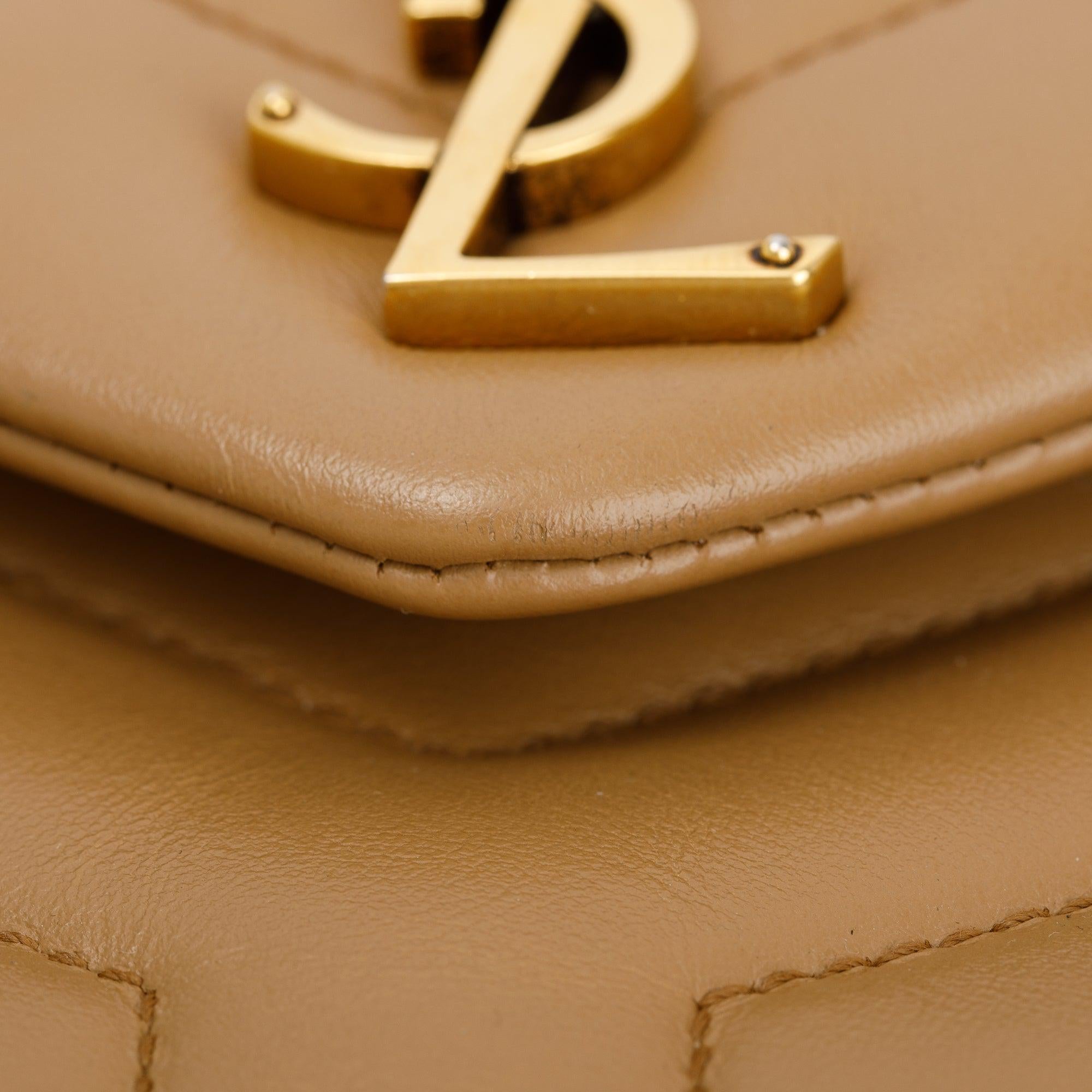 Saint Laurent 2022 Beige Calfskin Leather Small Loulou Chain Shoulder Bag