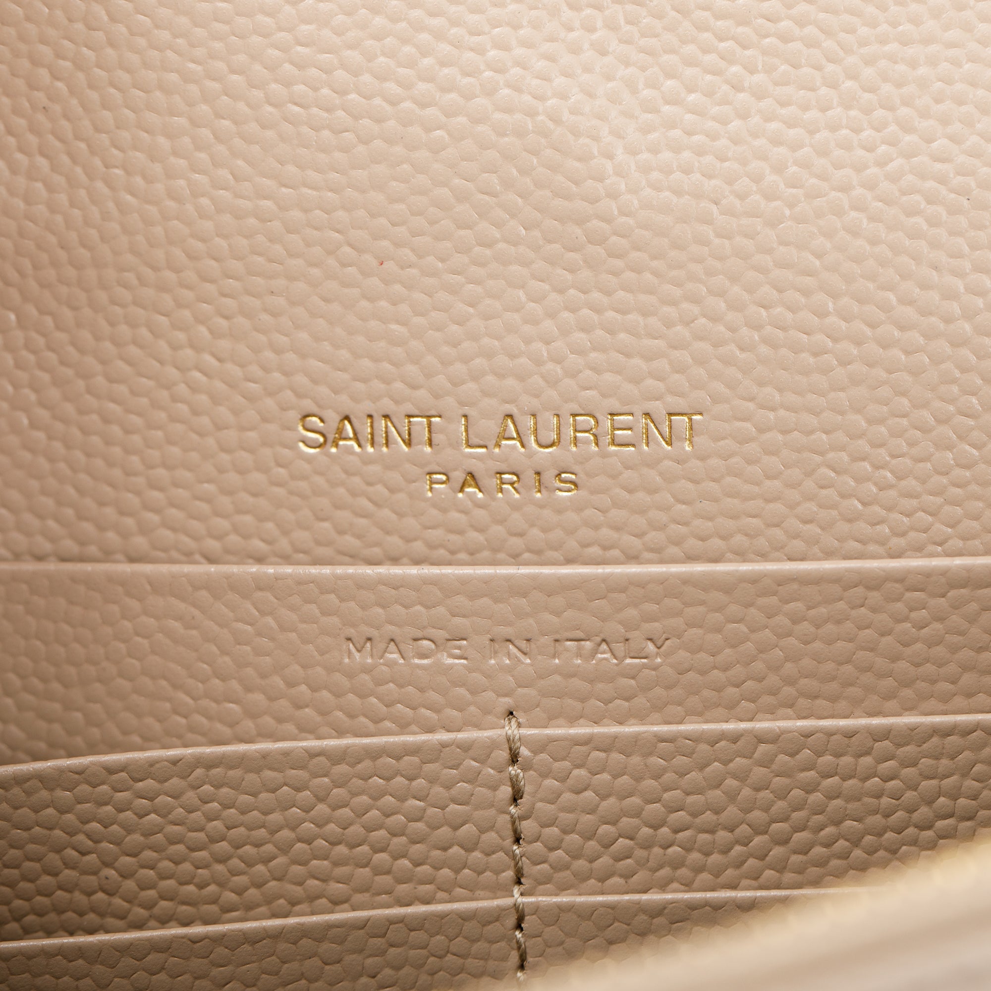 Saint Laurent 2022 Beige Cassandre Matelasse Envelope Chain Wallet w/ Box