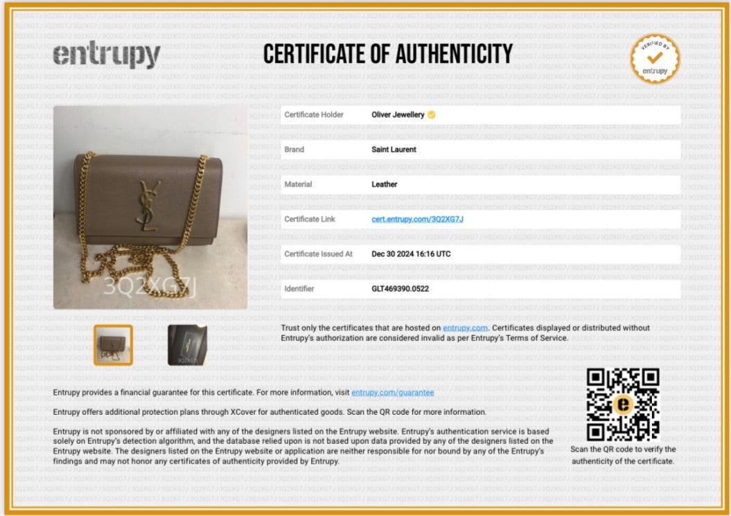 Saint Laurent 2022 Beige Grain De Poudre Leather Small Monogram Kate Bag w/ Box